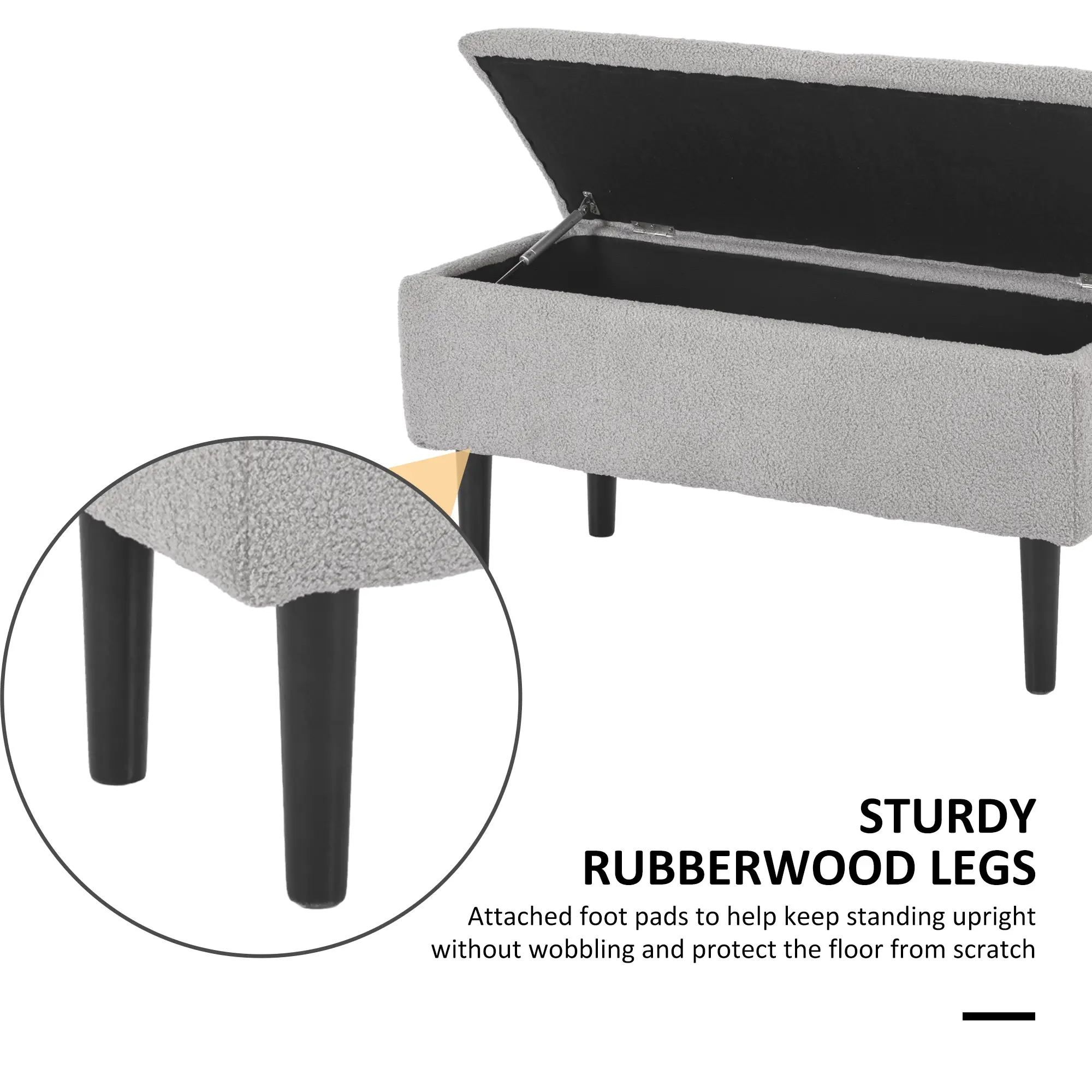 Storage Ottoman Bench 95 x 38 x 45cm - Grey, Black - 5