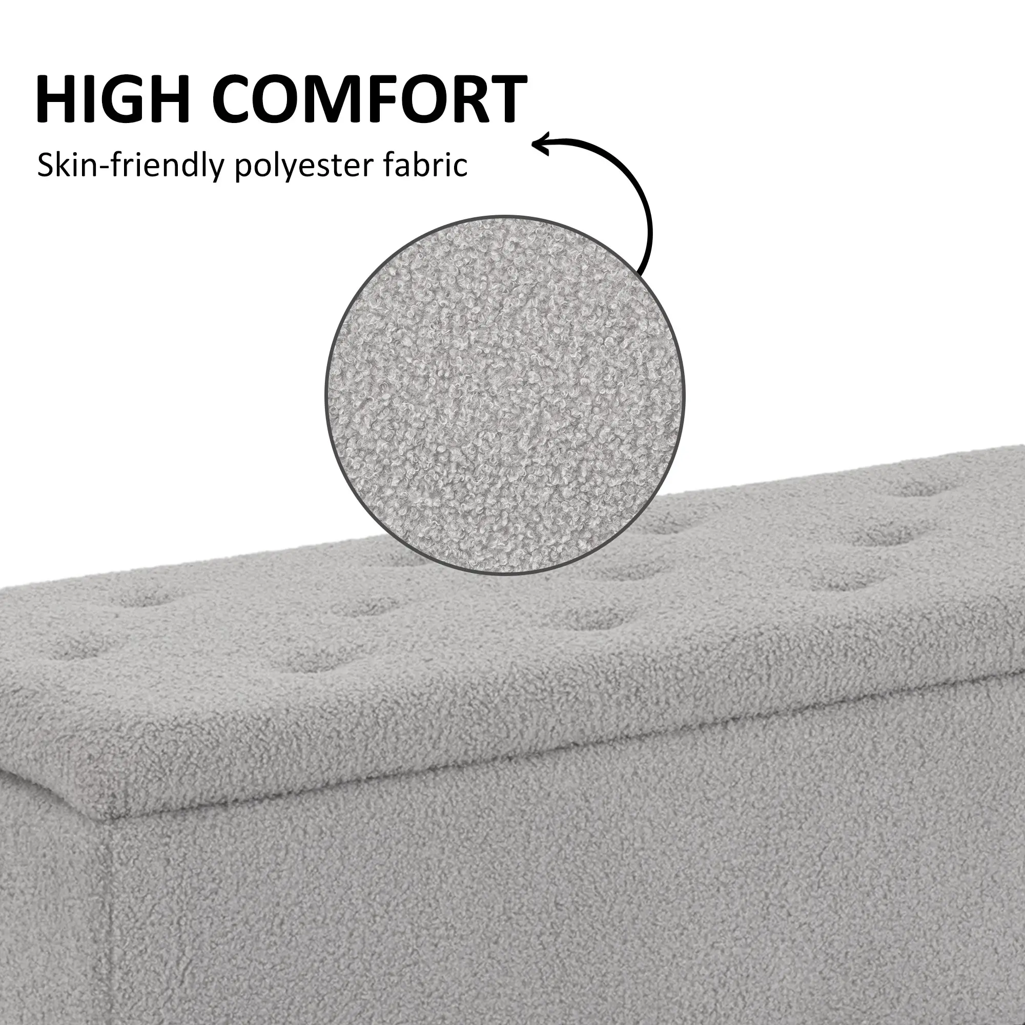 Storage Ottoman Bench 95 x 38 x 45cm - Grey, Black - 6