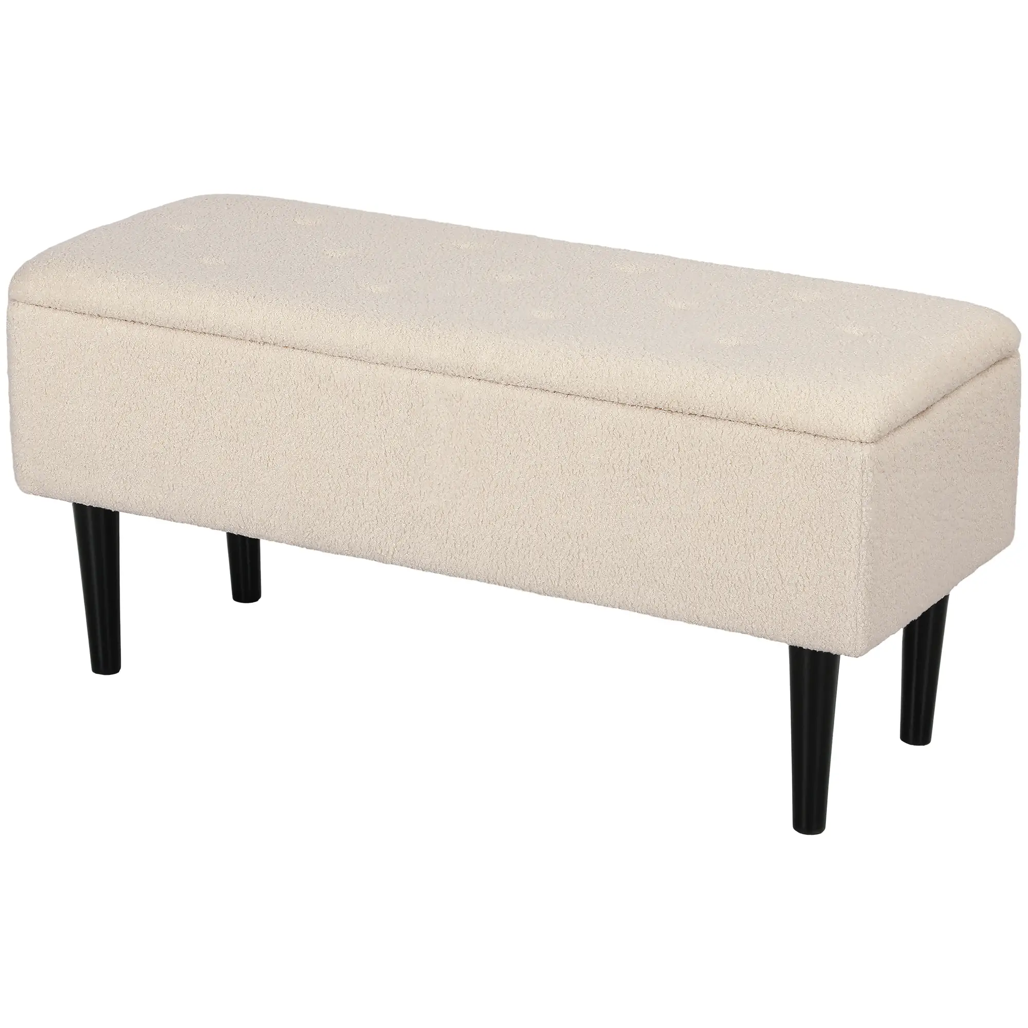 Storage Ottoman Bench 95 x 38 x 45cm - Cream White, Black - 11