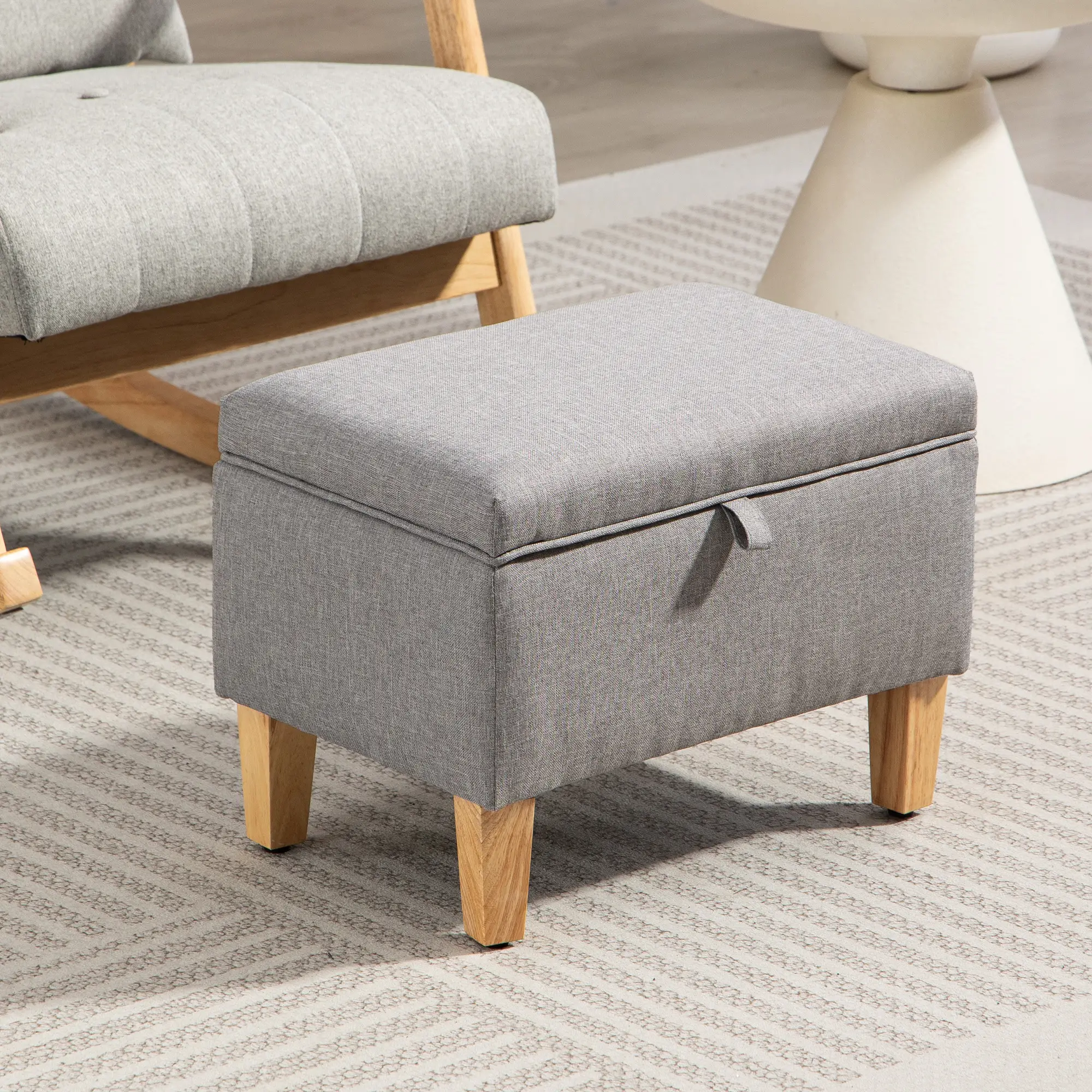 Linen Storage Ottoman Bench 49 x 33 x 36cm - Light Grey - 7