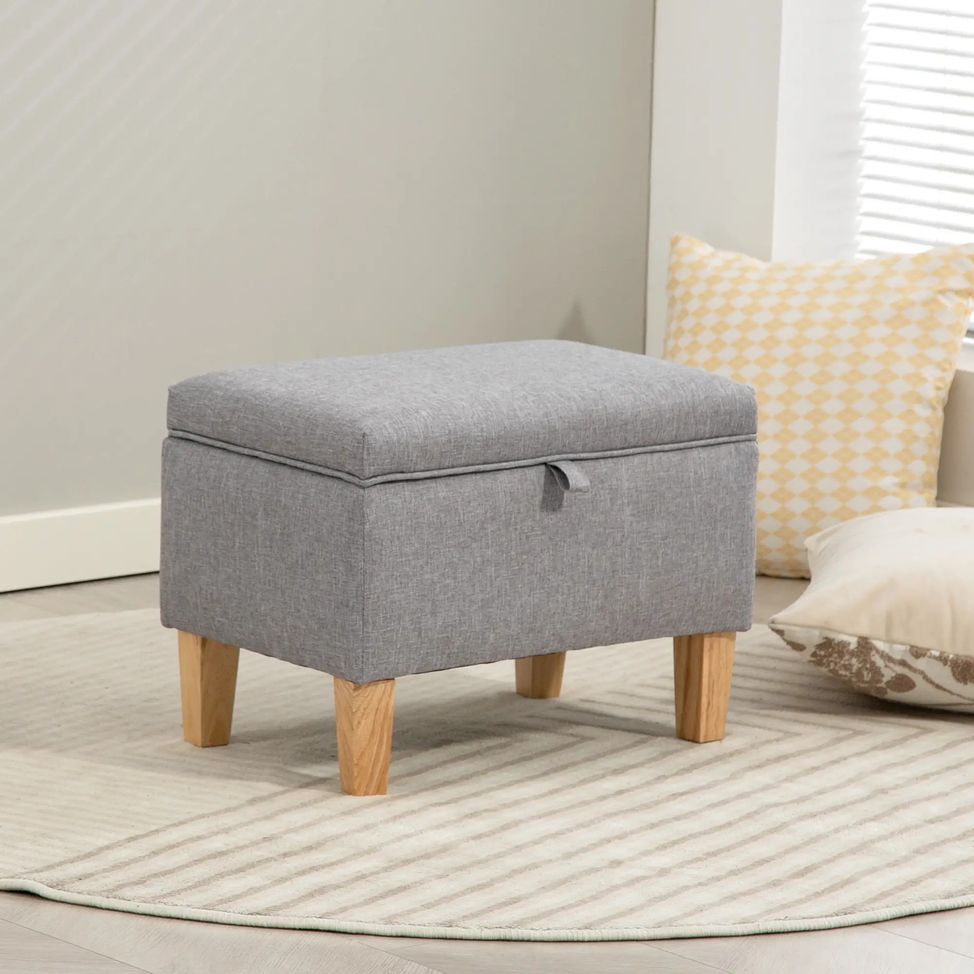 Linen Storage Ottoman Bench 49 x 33 x 36cm - Light Grey - 10