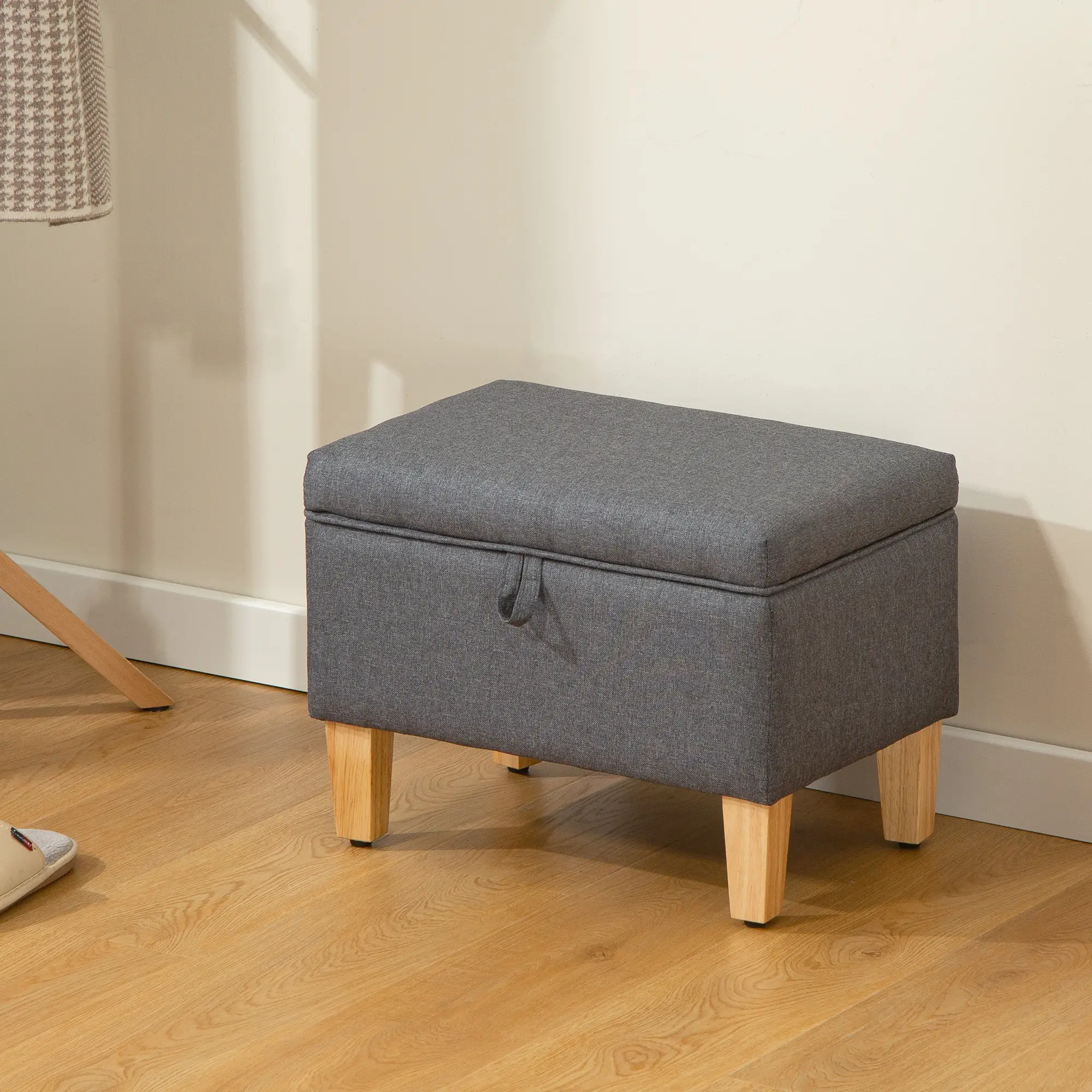 Linen Storage Ottoman Bench 49 x 33 x 36cm - Charcoal Grey - 2