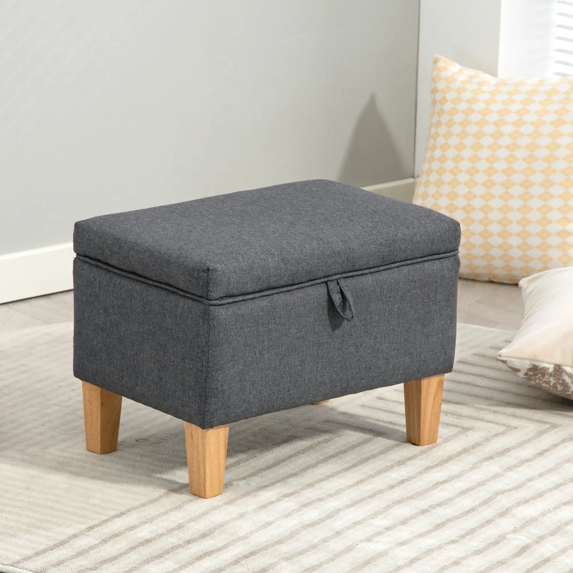 Linen Storage Ottoman Bench 49 x 33 x 36cm - Charcoal Grey - 10