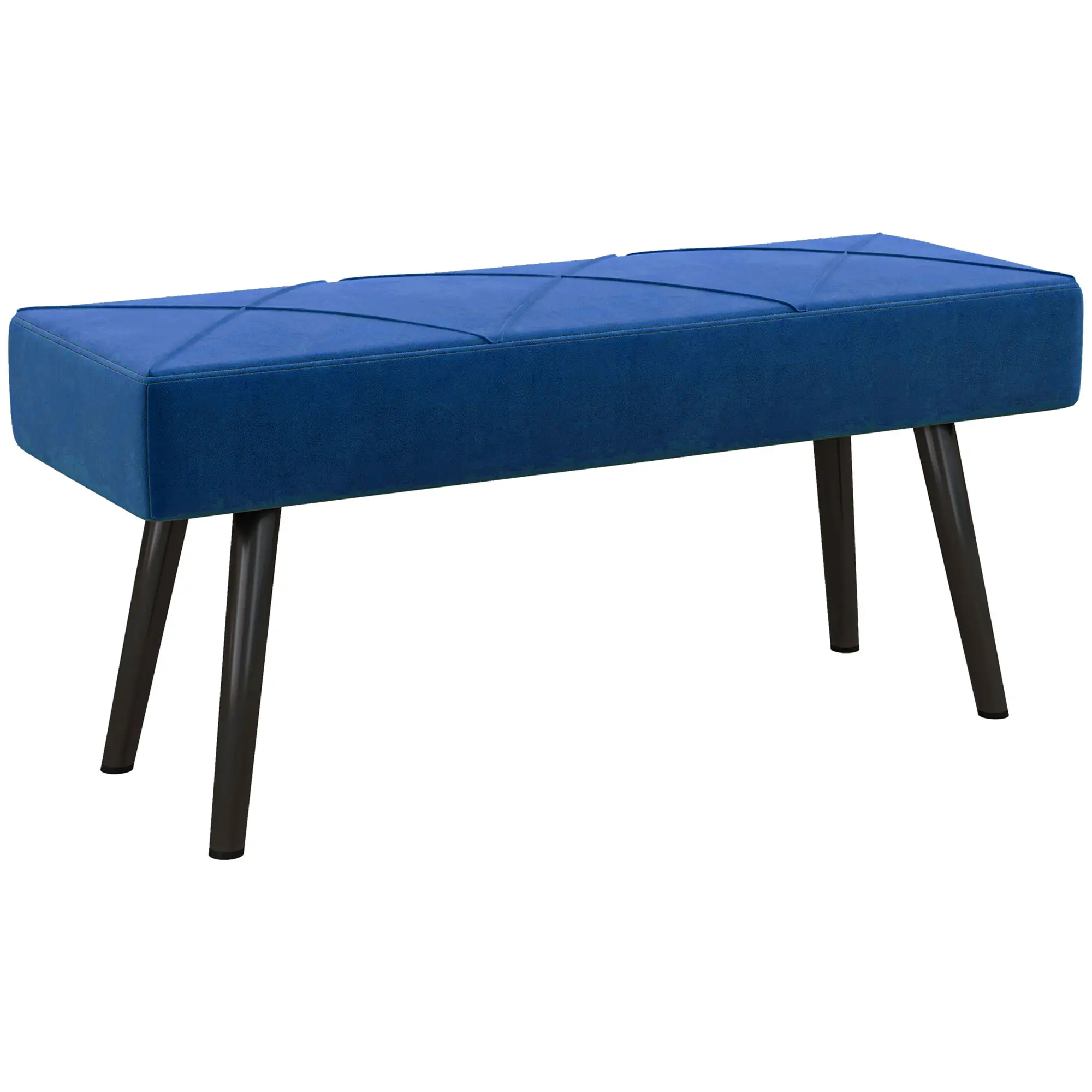 Velvet Ottoman Bench 100 x 36 x 45cm - Blue - 10