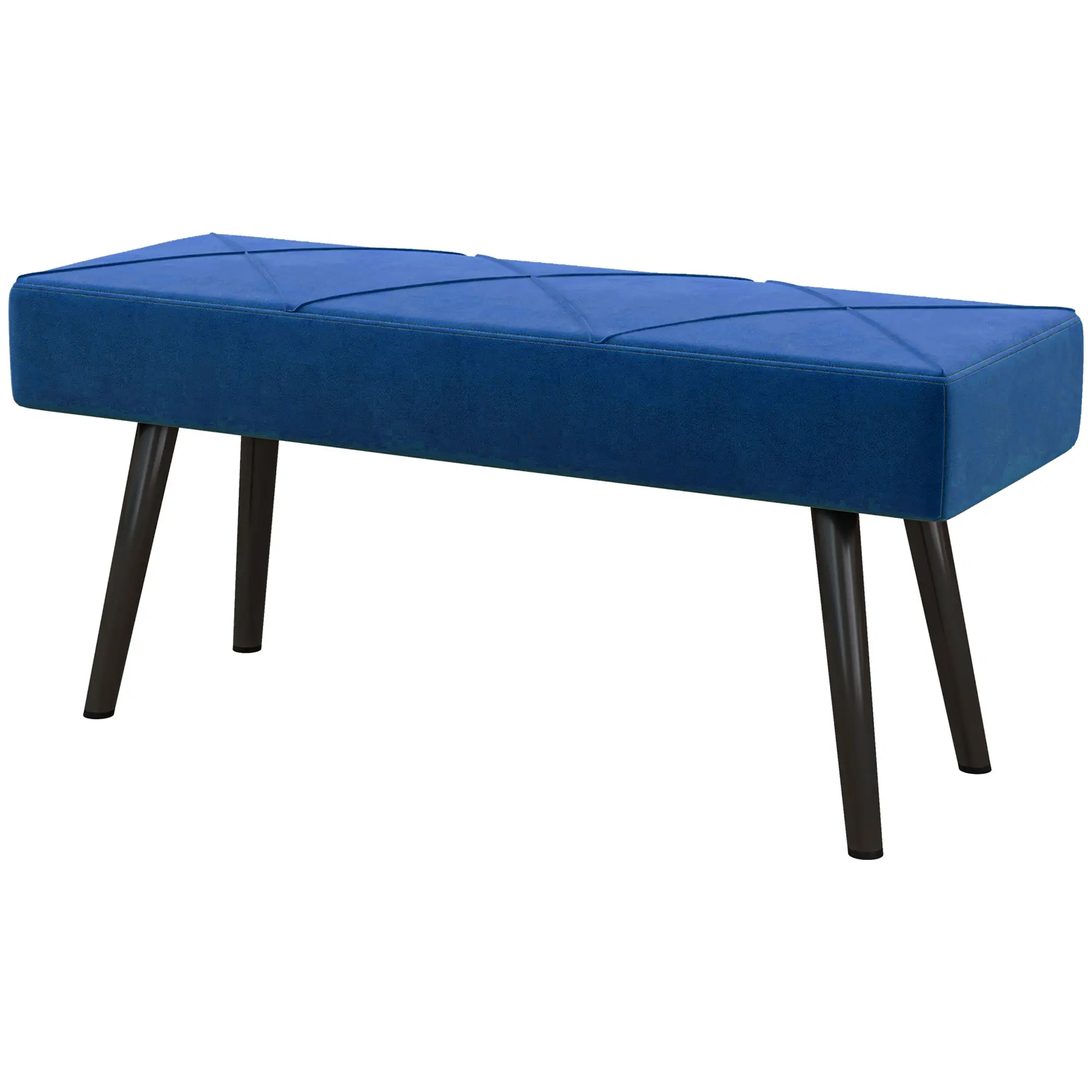 Velvet Ottoman Bench 100 x 36 x 45cm - Blue - 11