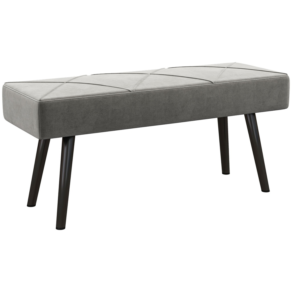 Velvet Ottoman Bench 100 x 36 x 45cm - Grey - 1