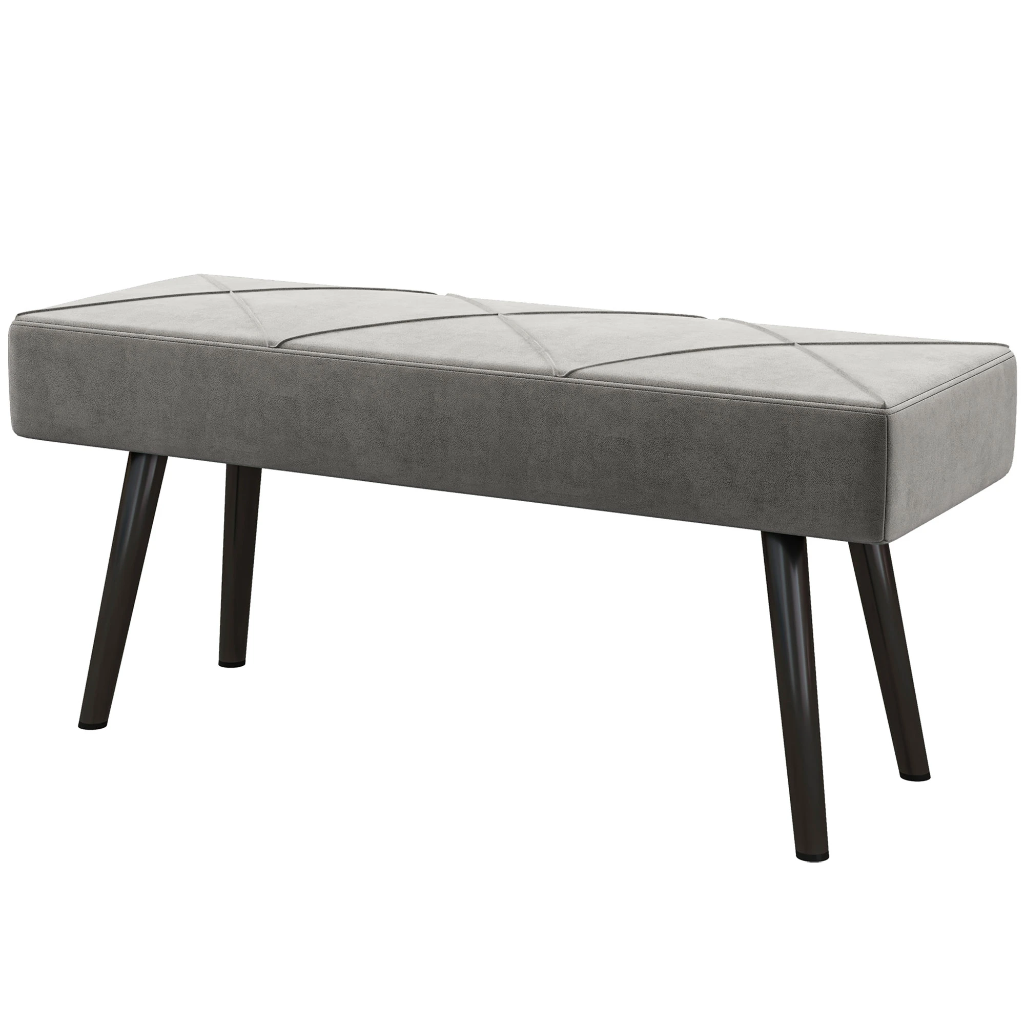 Velvet Ottoman Bench 100 x 36 x 45cm - Grey - 12