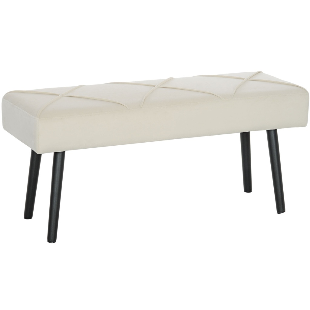Velvet Ottoman Bench 100 x 36 x 45cm - Cream - 1