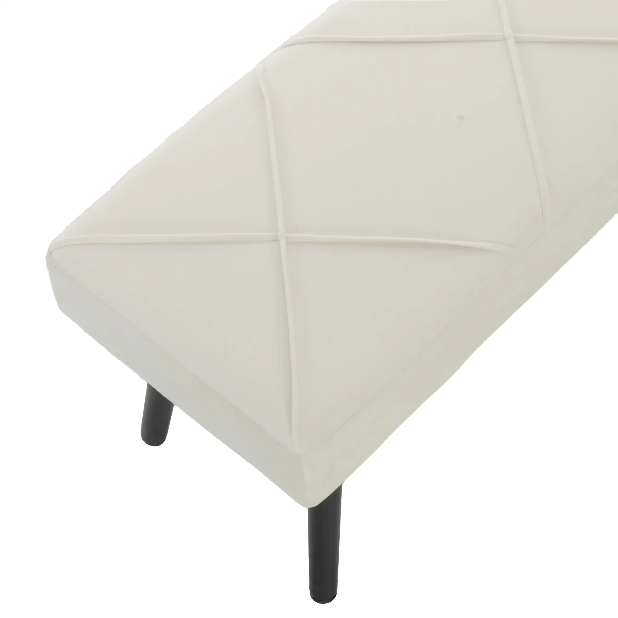 Velvet Ottoman Bench 100 x 36 x 45cm - Cream - 9