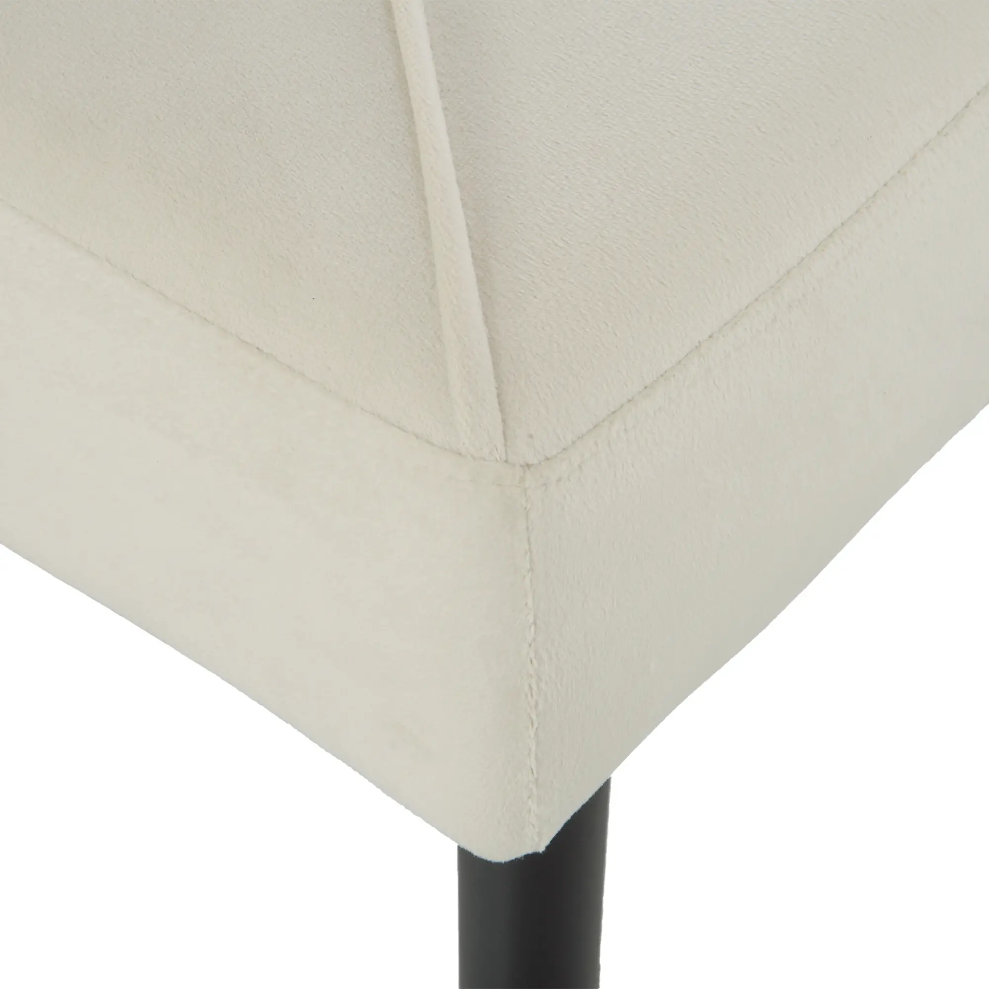 Velvet Ottoman Bench 100 x 36 x 45cm - Cream - 11