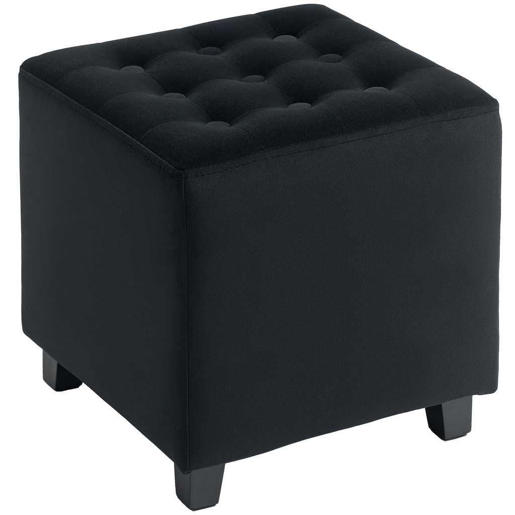 Square Velvet Footstool 35 x 35 x 35cm - Charcoal Grey - 1