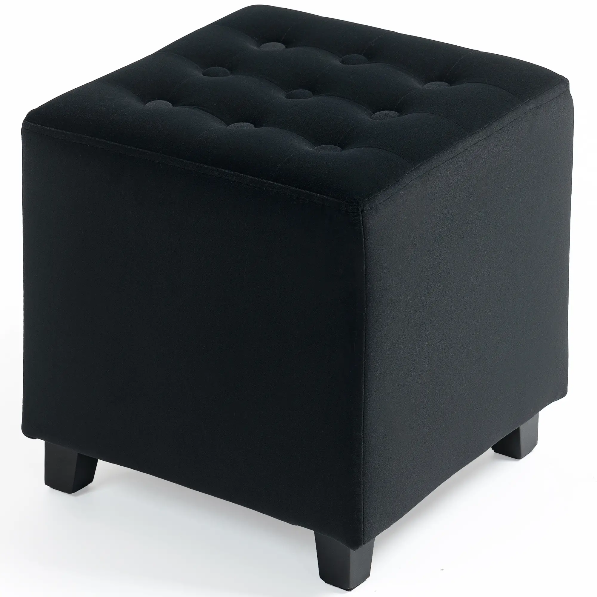 Square Velvet Footstool 35 x 35 x 35cm - Charcoal Grey - 11