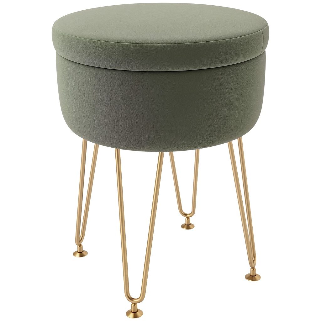 Velvet Storage Ottoman 33 x 43cm - Green - 1