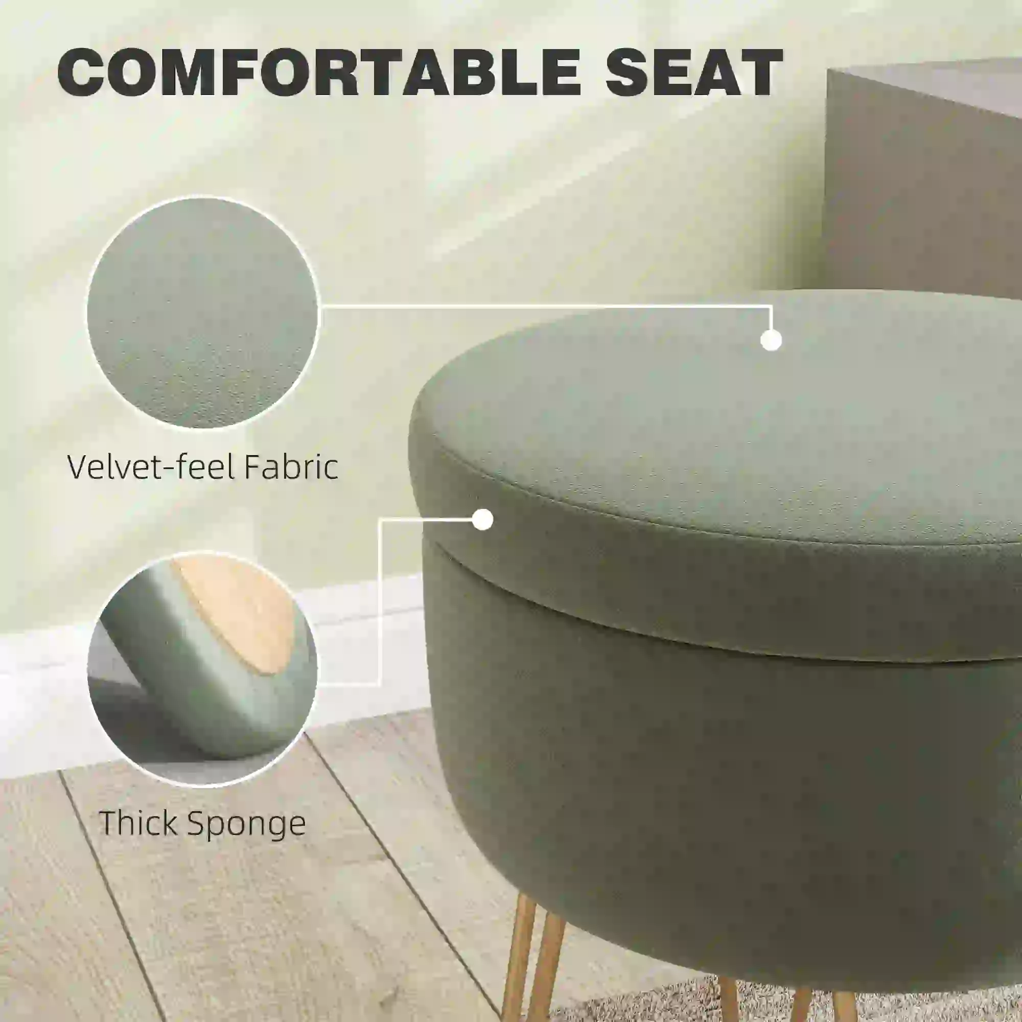 Velvet Storage Ottoman 33 x 43cm - Green - 6