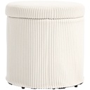 Round Corduroy Storage Ottoman 40 x 41cm - Beige - 1
