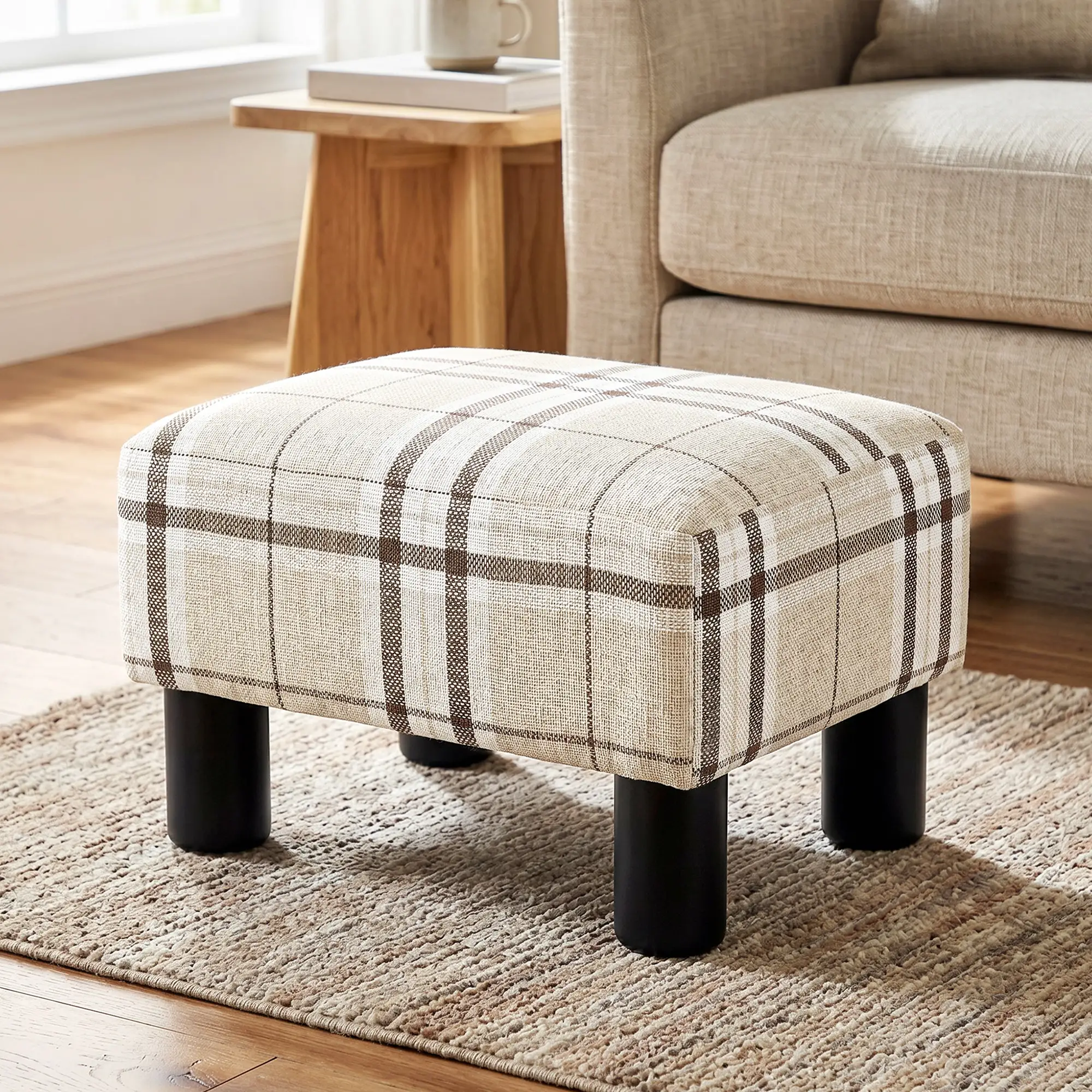 Linen Footstool 40 x 30 x 24cm - Multi-Colored - 14