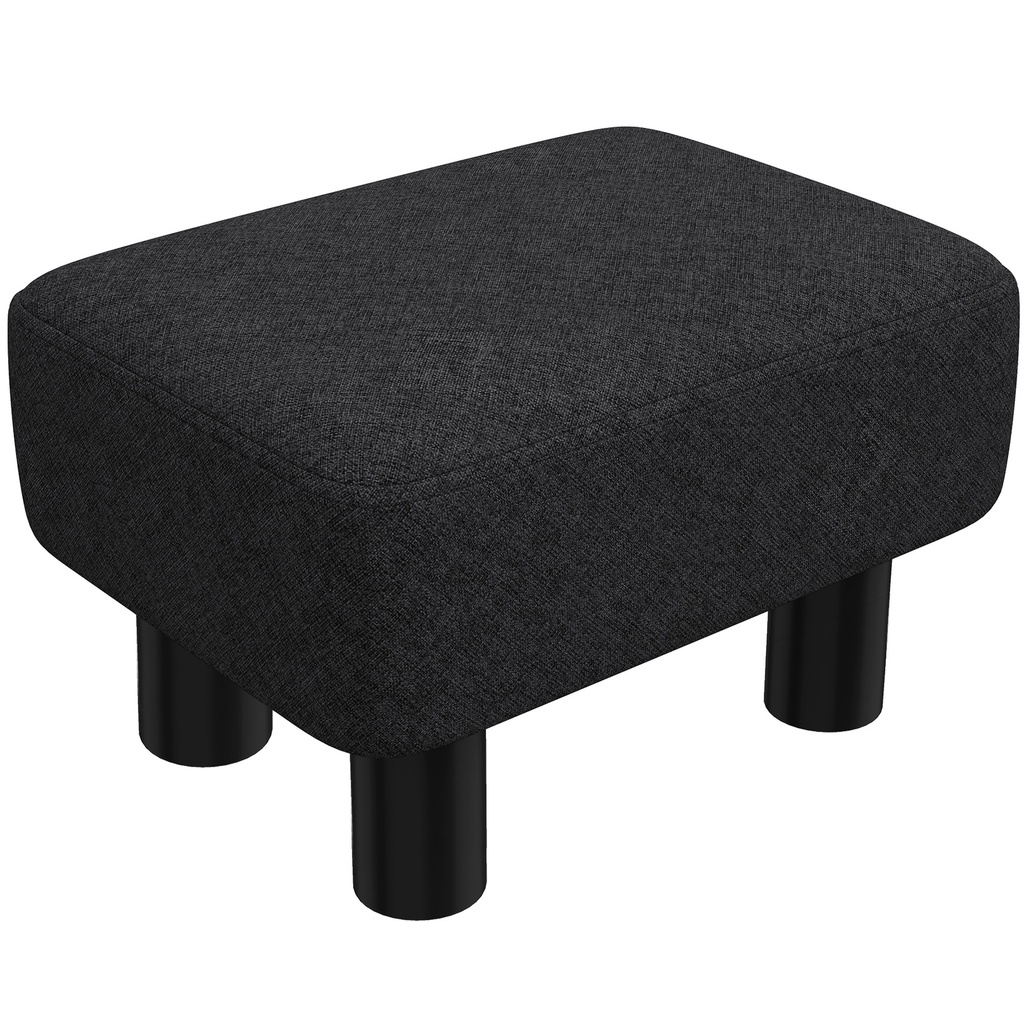 Linen Footstool 40 x 30 x 24cm - Black - 1
