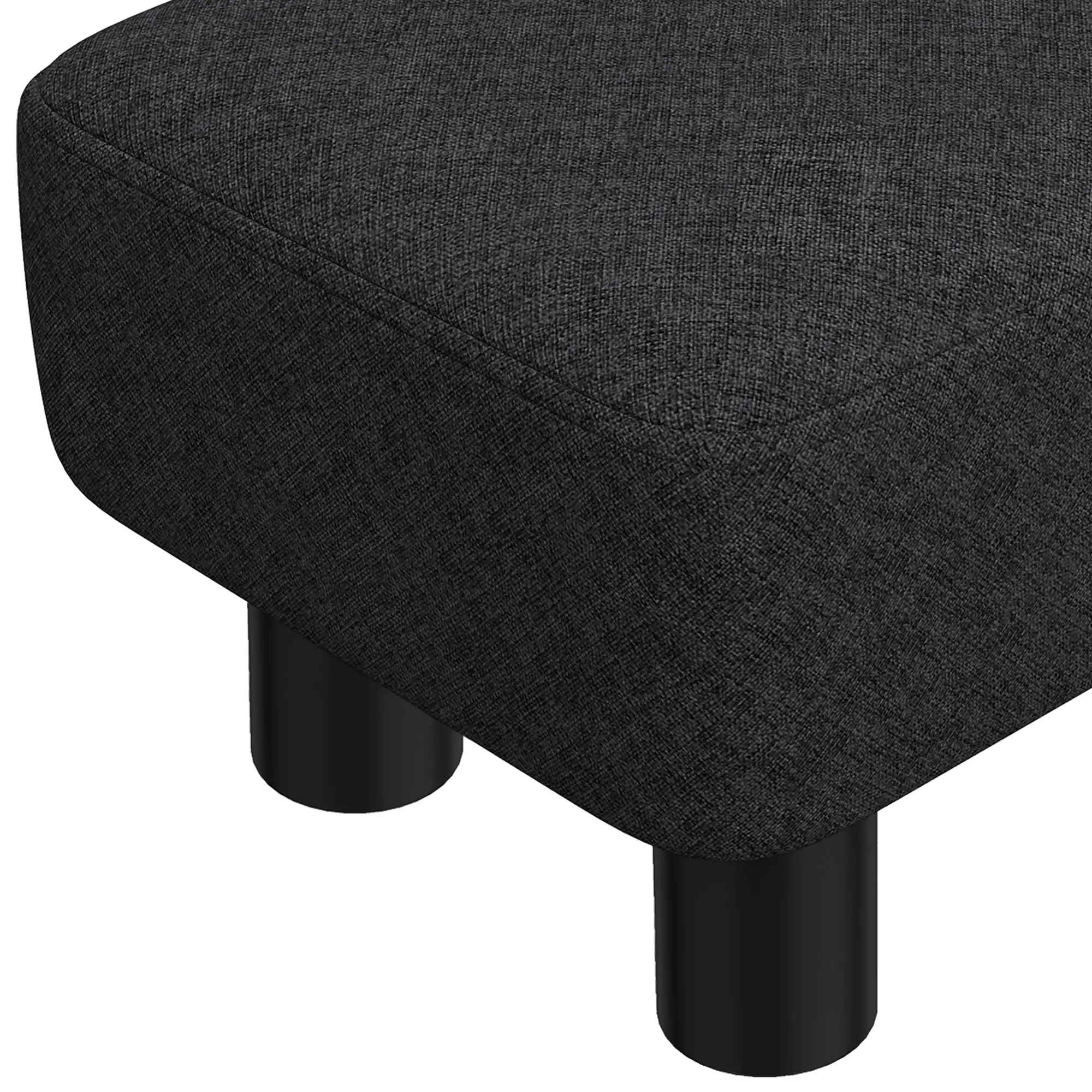 Linen Footstool 40 x 30 x 24cm - Black - 9