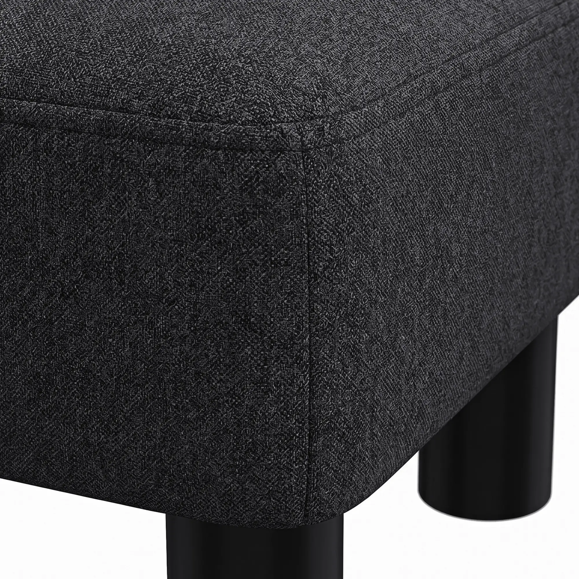 Linen Footstool 40 x 30 x 24cm - Black - 11
