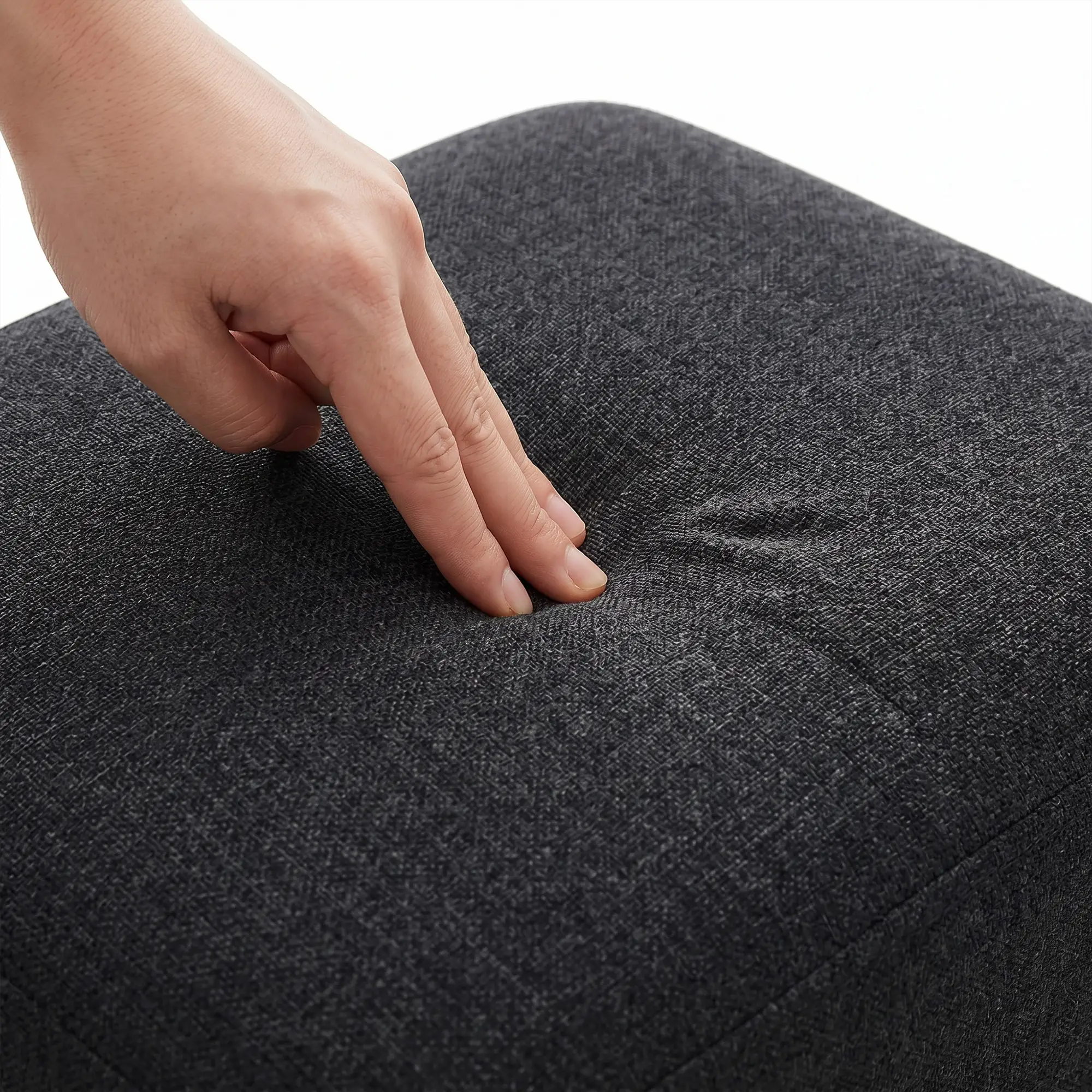 Linen Footstool 40 x 30 x 24cm - Black - 12