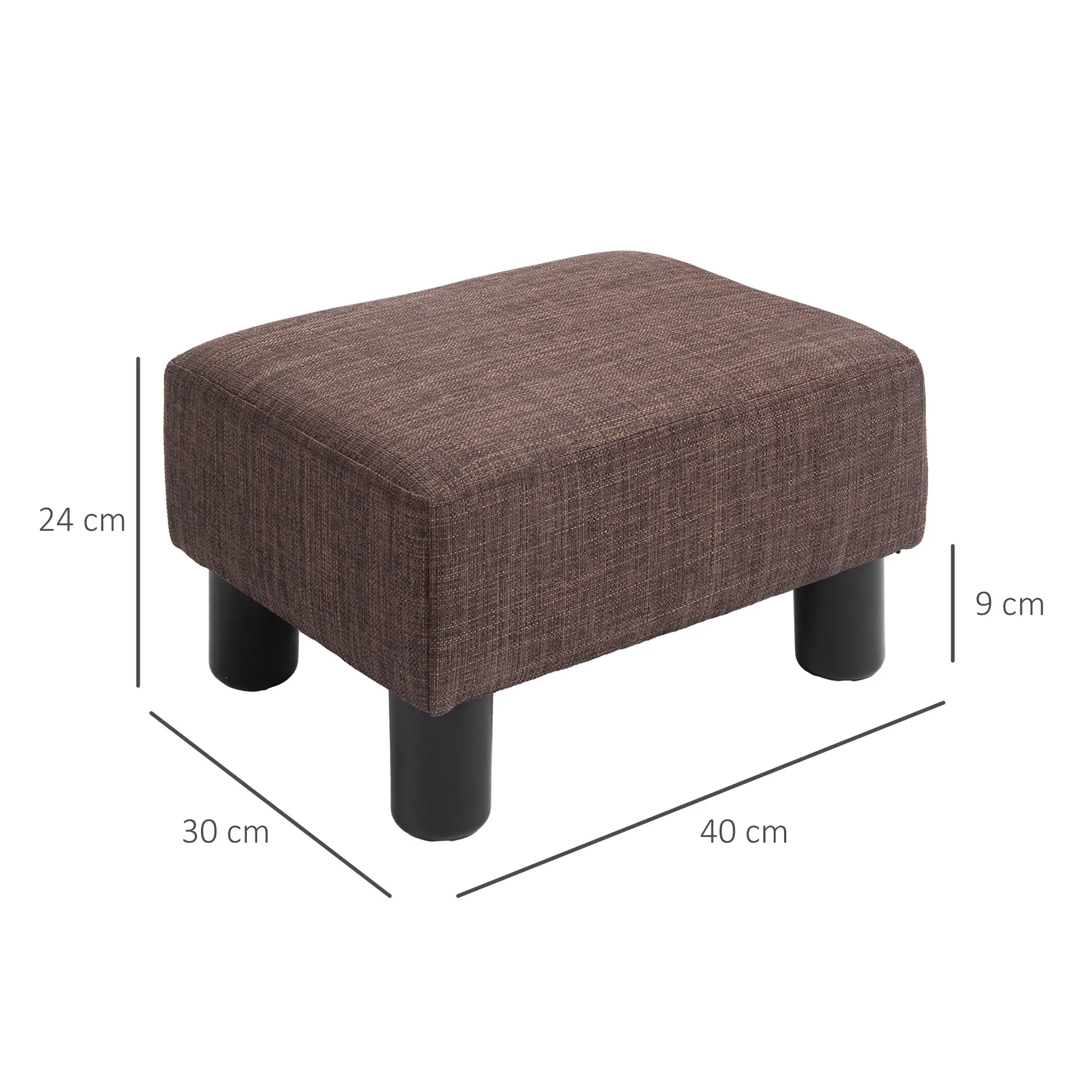 Linen Footstool 40 x 30 x 24cm - Brown - 3