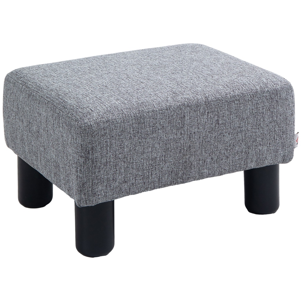 Linen Footstool 40 x 30 x 24cm - Grey - 1
