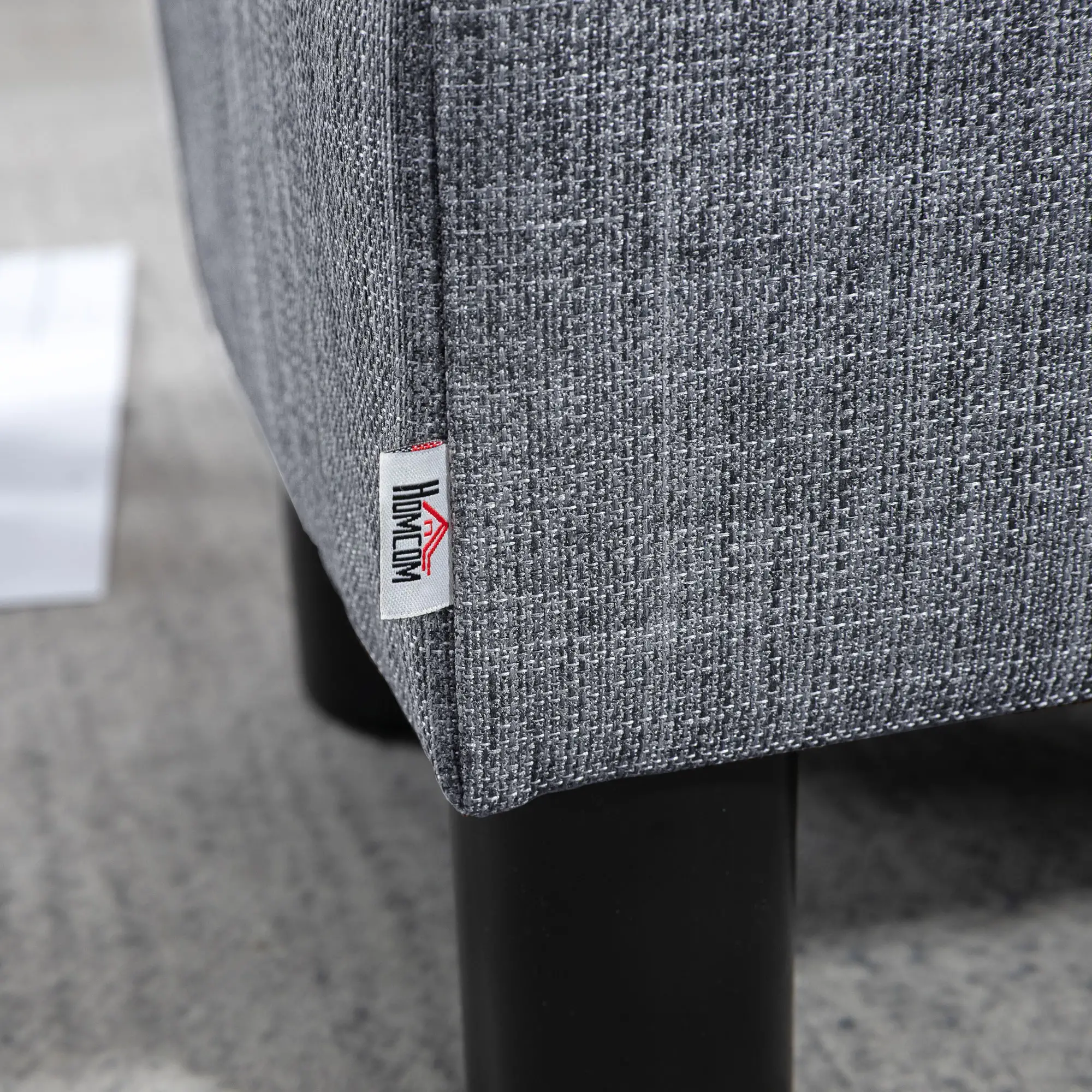 Linen Footstool 40 x 30 x 24cm - Grey - 8