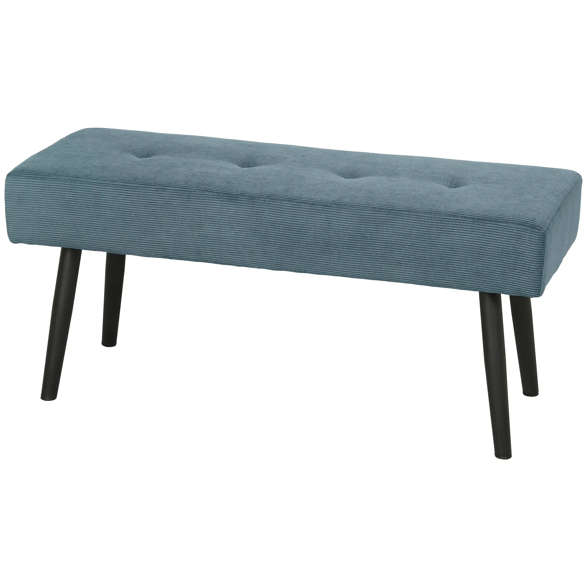 Corduroy Ottoman Bench 100 x 36 x 45cm - Blue - 15