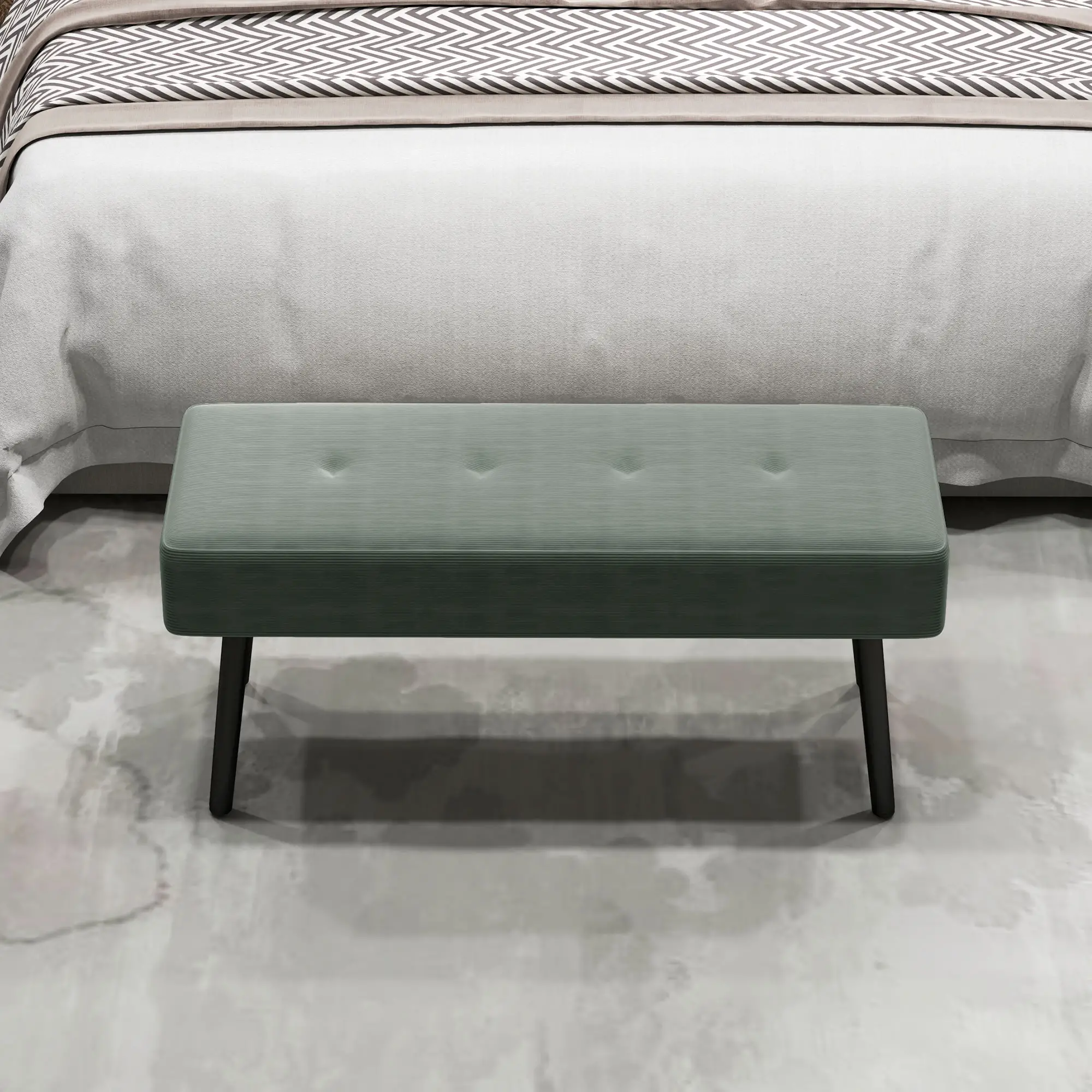 Corduroy Ottoman Bench 100 x 36 x 45cm - Green - 8