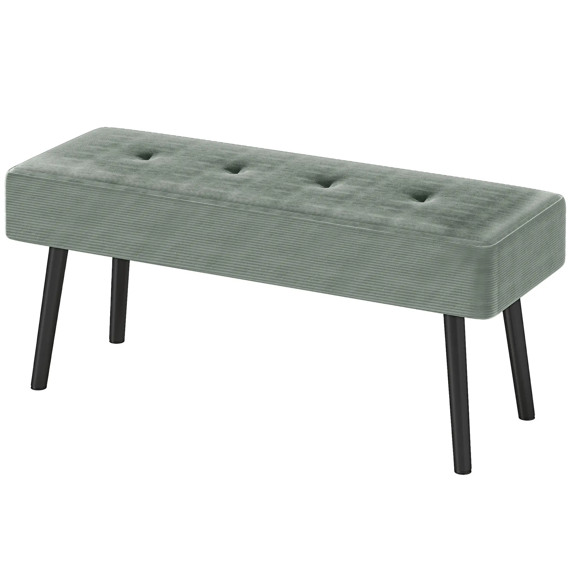 Corduroy Ottoman Bench 100 x 36 x 45cm - Green - 11