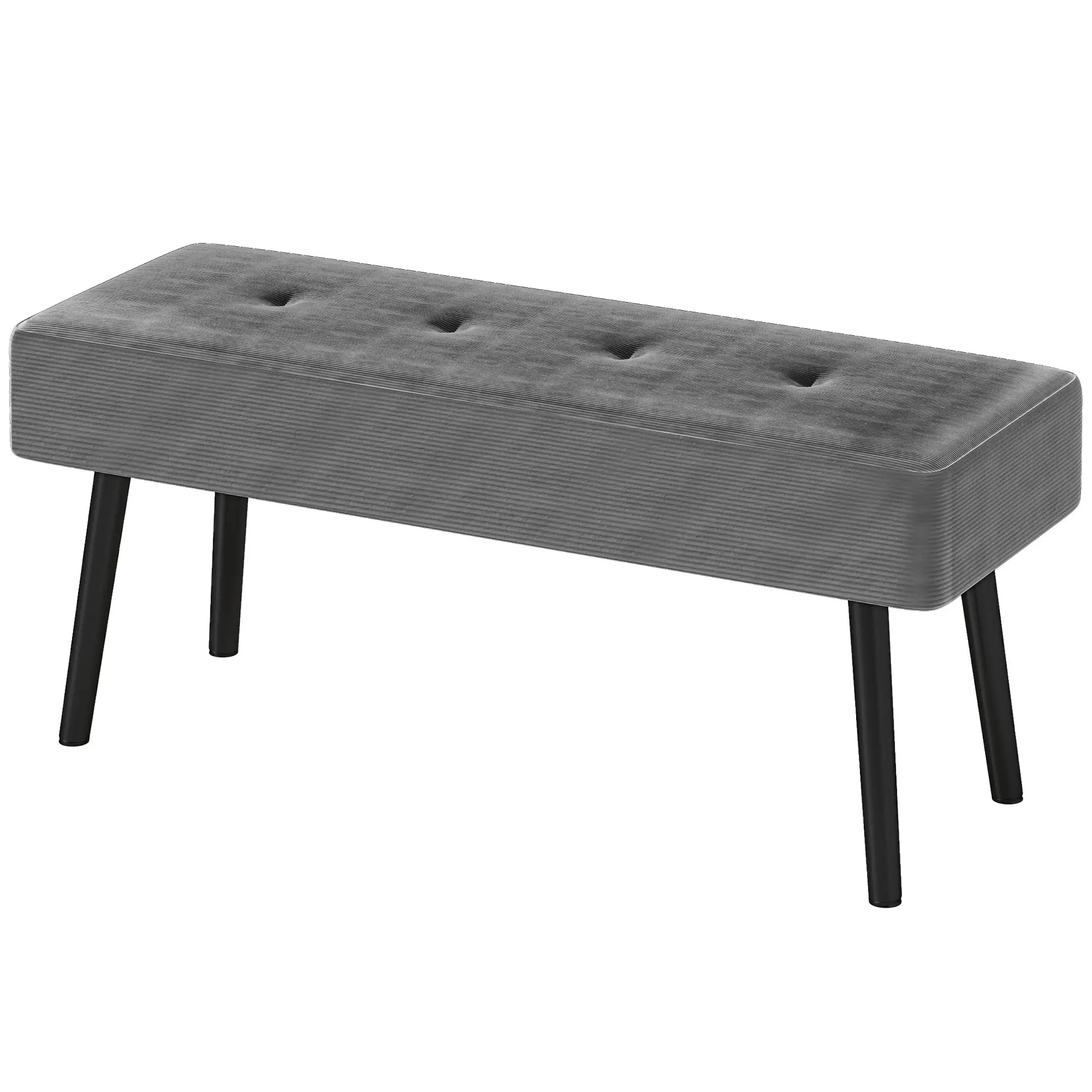 Corduroy Ottoman Bench 100 x 36 x 45cm - Grey - 11