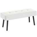 Corduroy Ottoman Bench 100 x 36 x 45cm - Cream White - 1