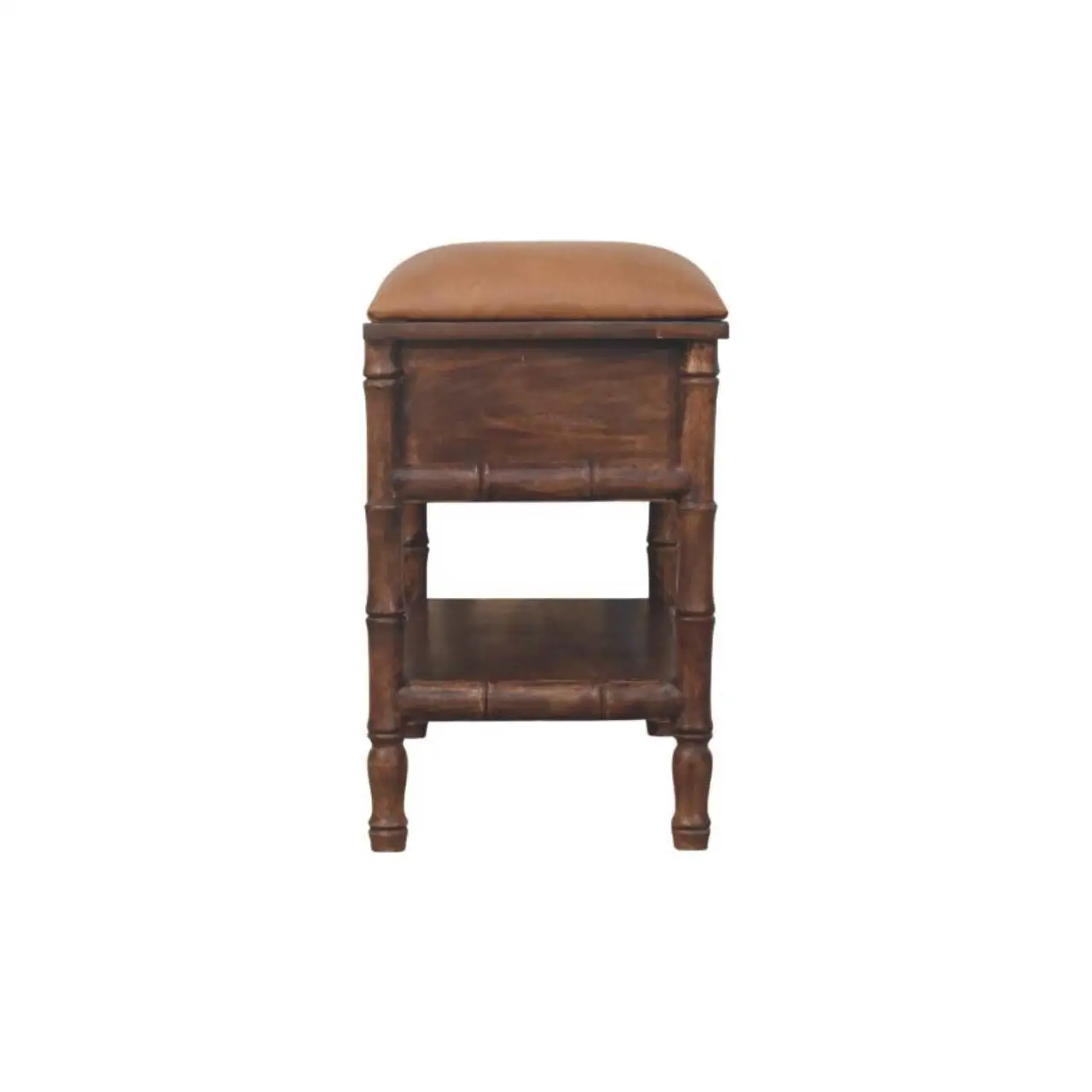 Mango Wood Storage Bench 35 x 90 x 55cm, Brown - Brown - 9