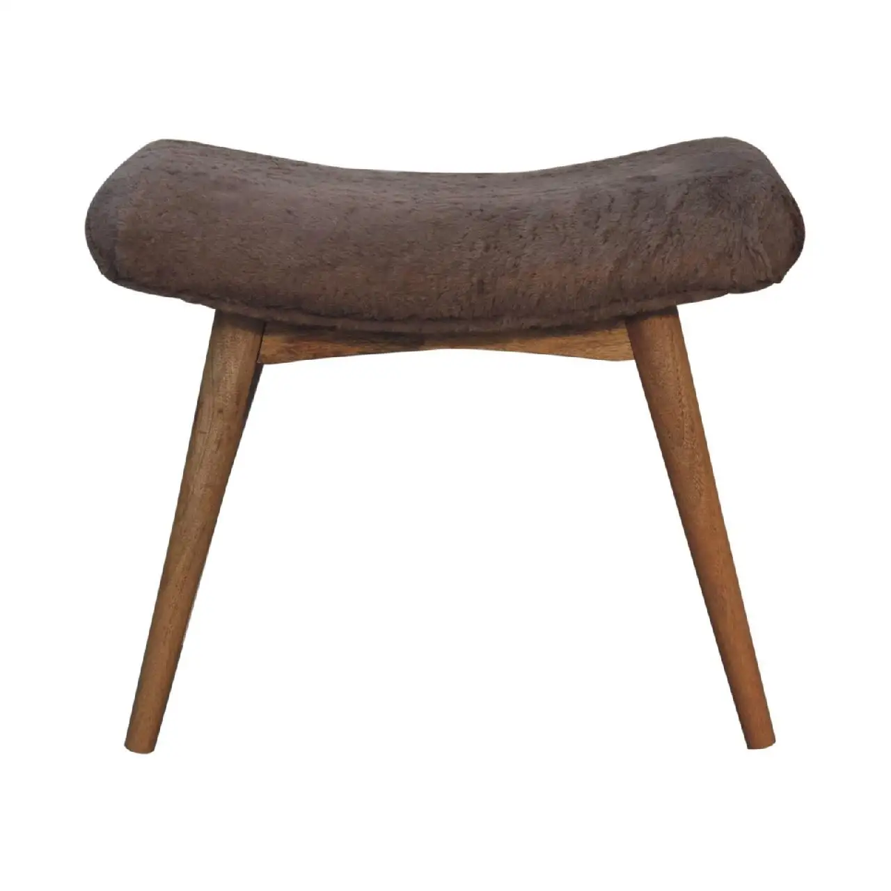 Faux Fur Mango Wood Bench 40 x 63 x 52cm, Brown - Brown - 2