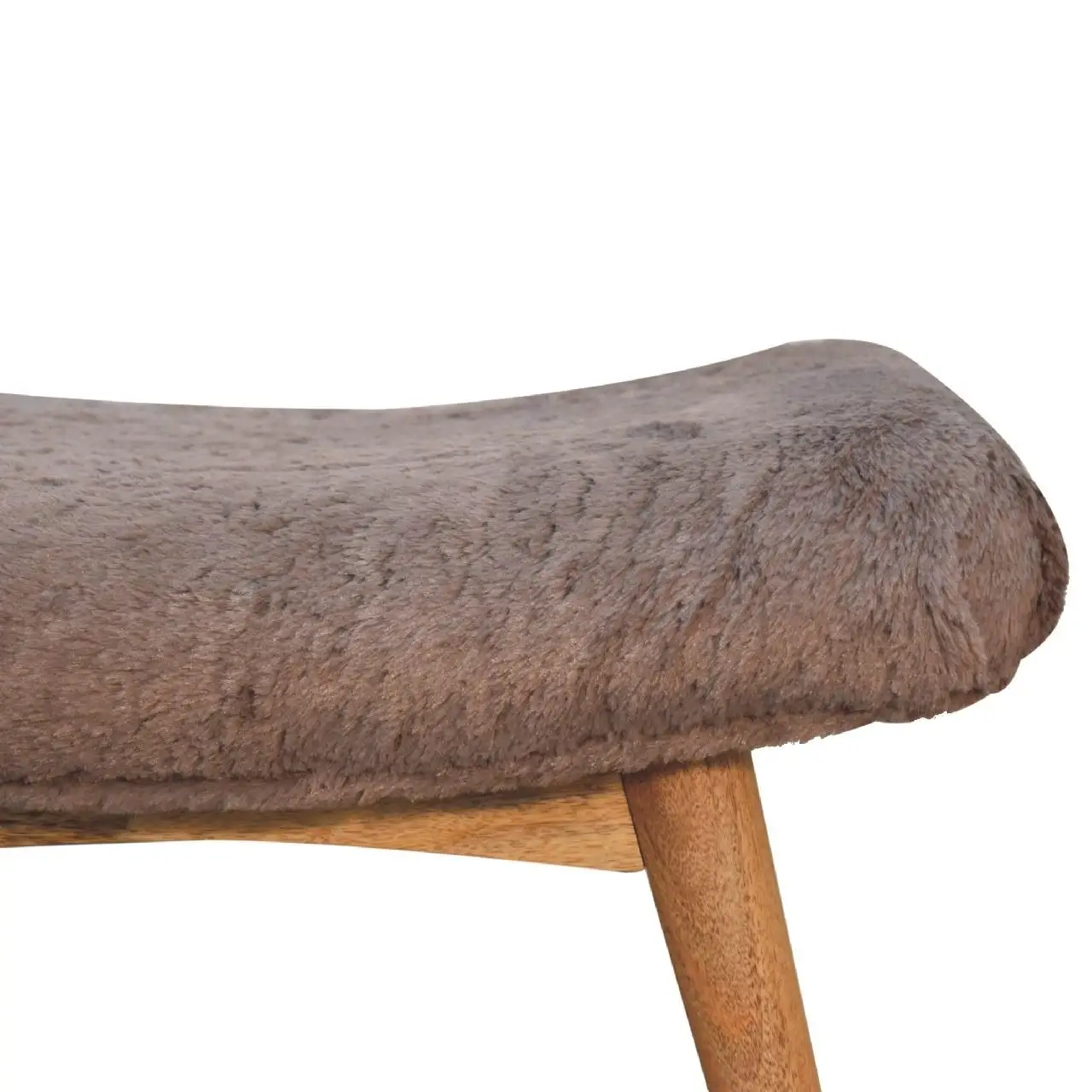 Faux Fur Mango Wood Bench 40 x 63 x 52cm, Brown - Brown - 4