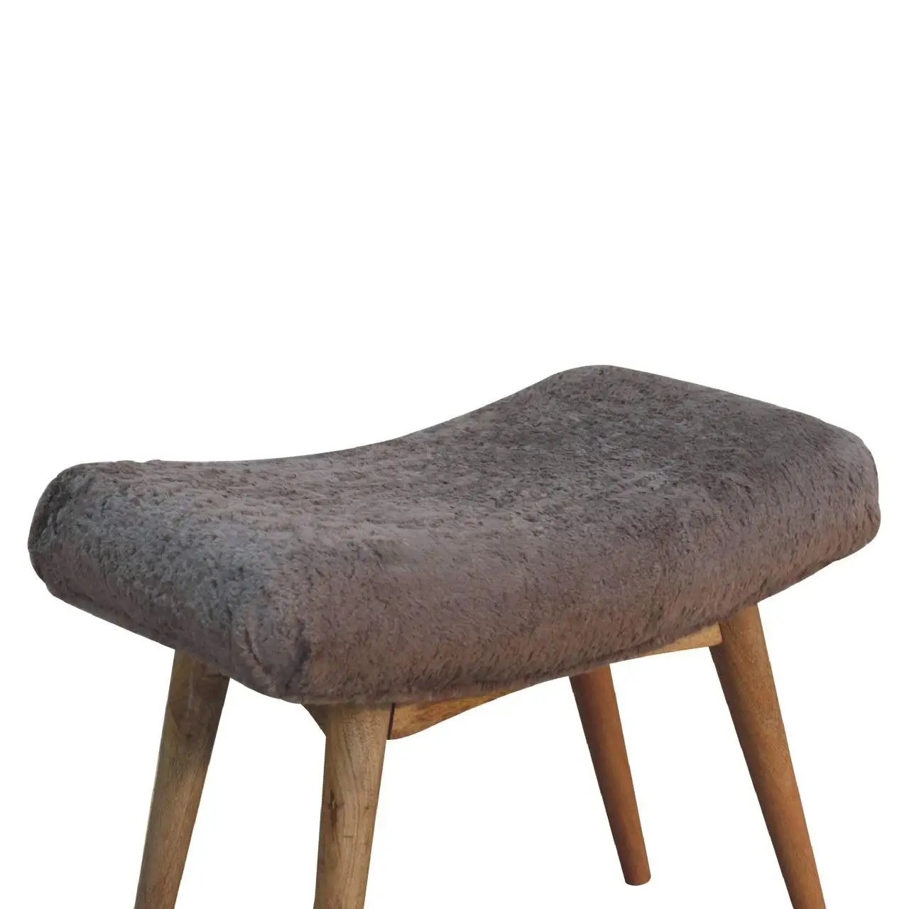 Faux Fur Mango Wood Bench 40 x 63 x 52cm, Brown - Brown - 5