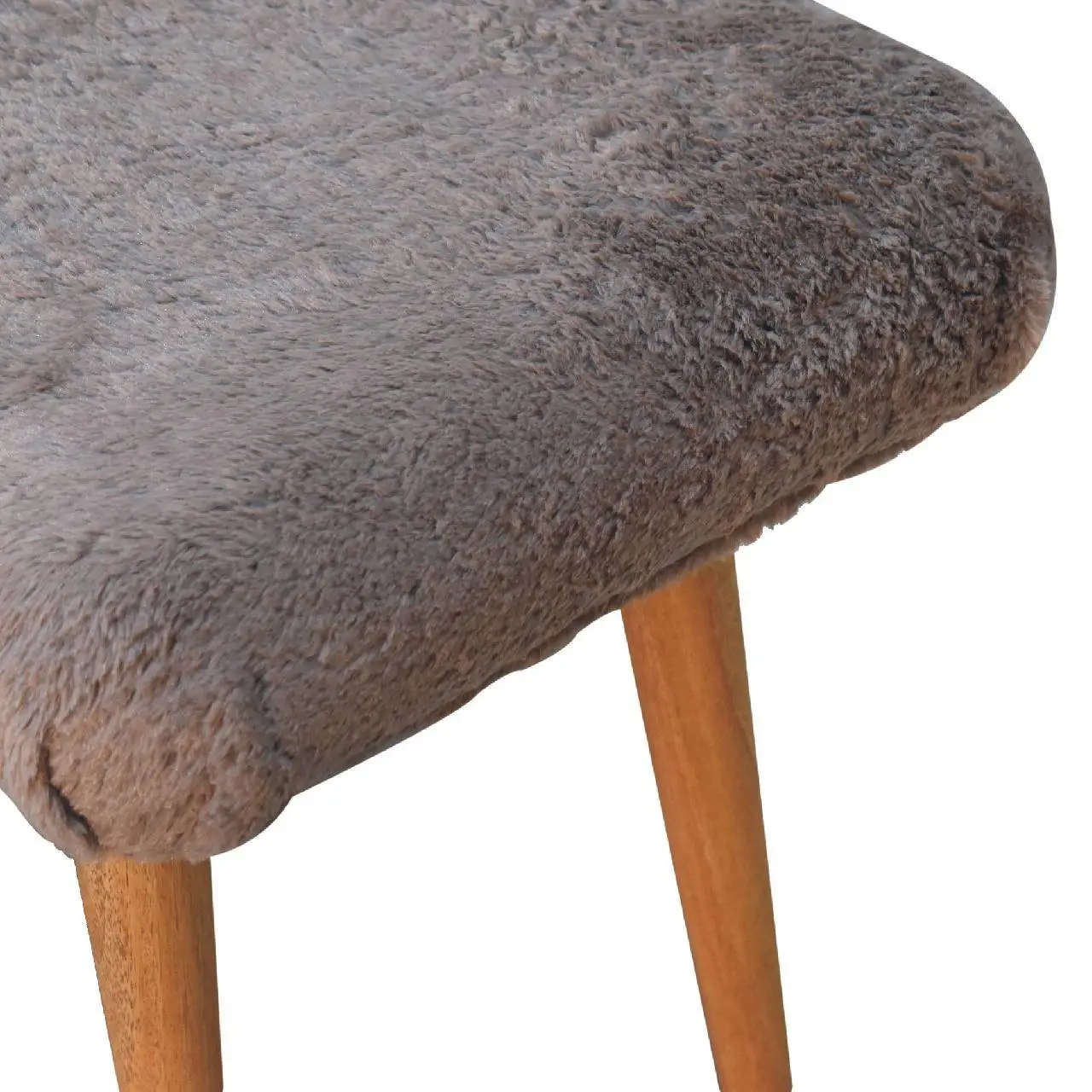 Faux Fur Mango Wood Bench 40 x 63 x 52cm, Brown - Brown - 6