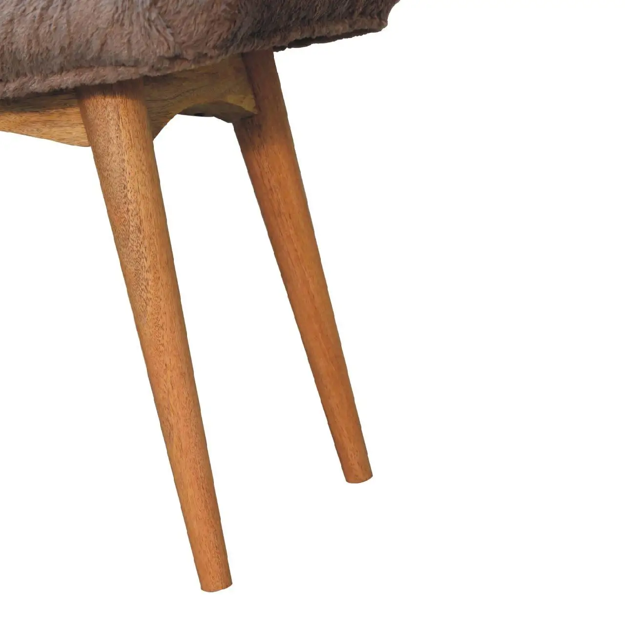 Faux Fur Mango Wood Bench 40 x 63 x 52cm, Brown - Brown - 7