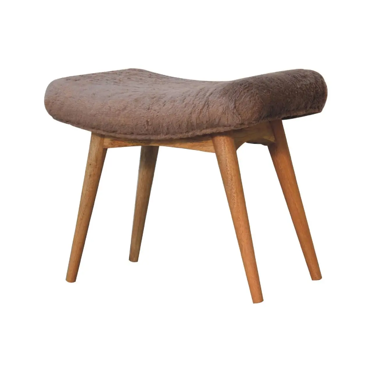 Faux Fur Mango Wood Bench 40 x 63 x 52cm, Brown - Brown - 8