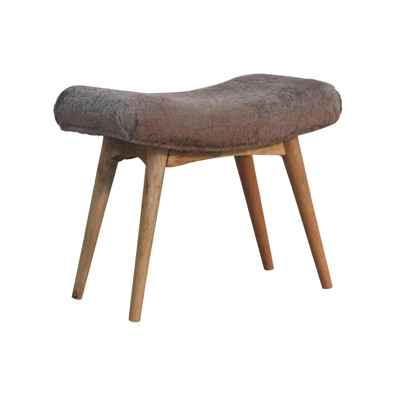 Faux Fur Mango Wood Bench 40 x 63 x 52cm, Brown - Brown - 9