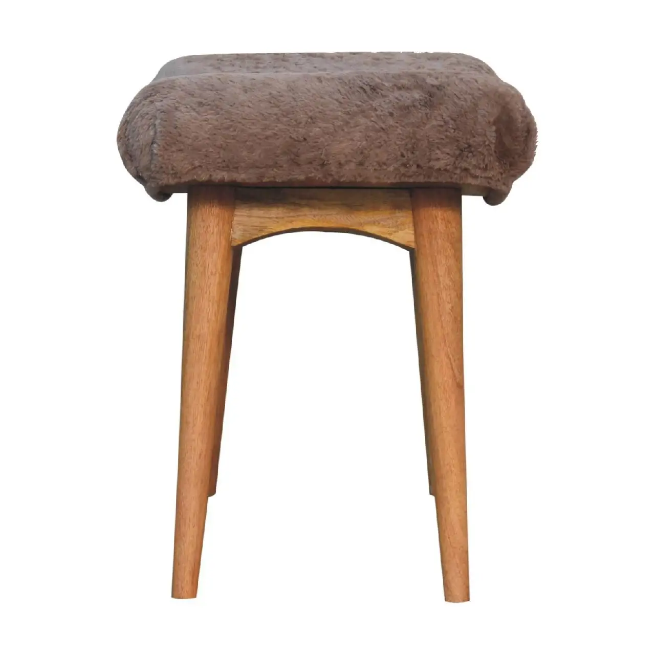 Faux Fur Mango Wood Bench 40 x 63 x 52cm, Brown - Brown - 10