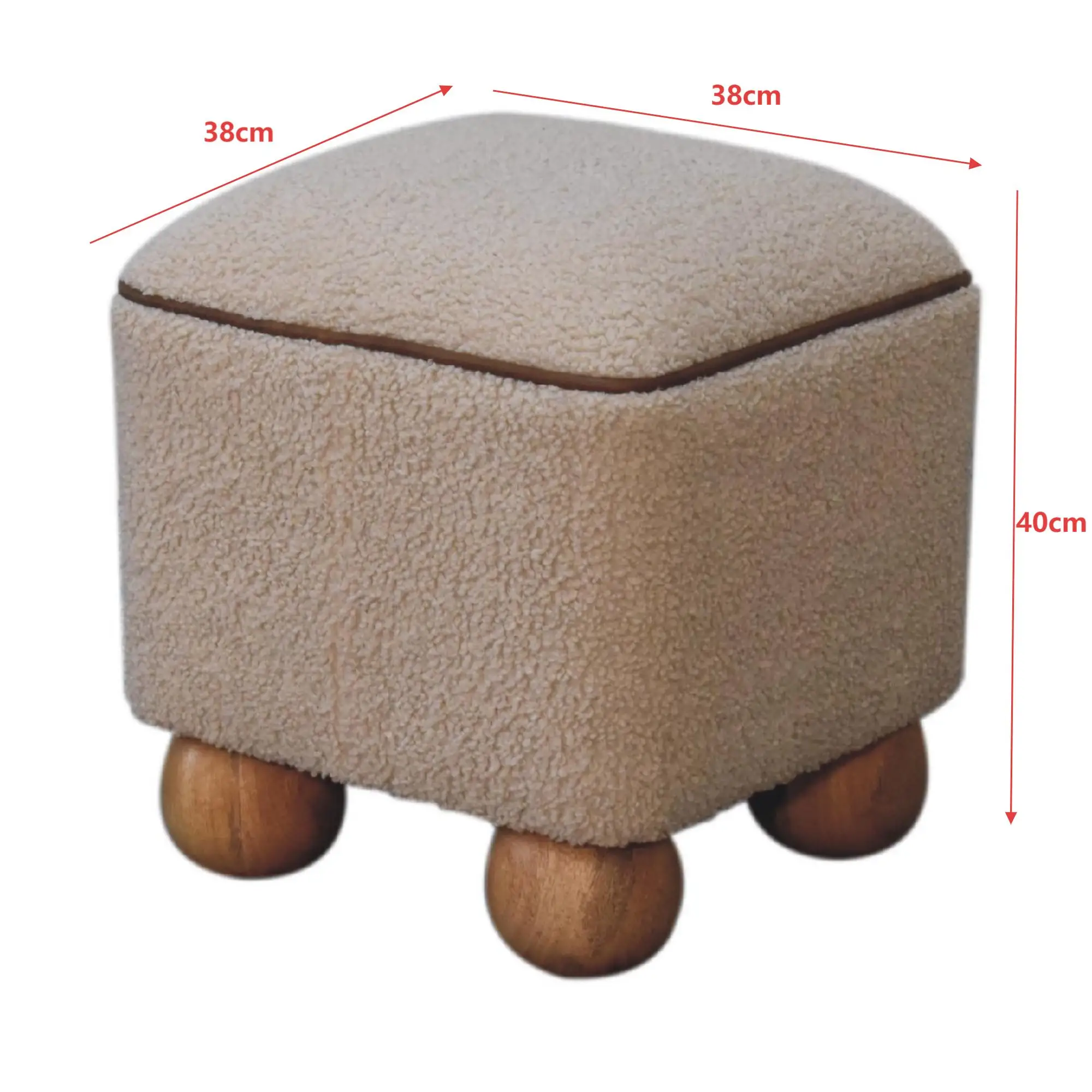 Footstool 38 x 38 x 40cm, Brown - Brown - 3