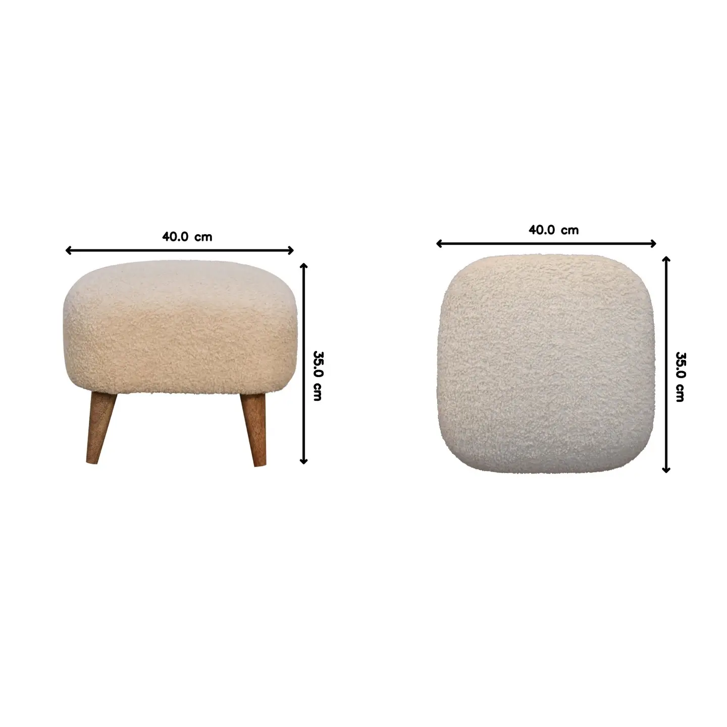 Square Footstool 40 x 40 x 35cm, Brown - Brown - 3