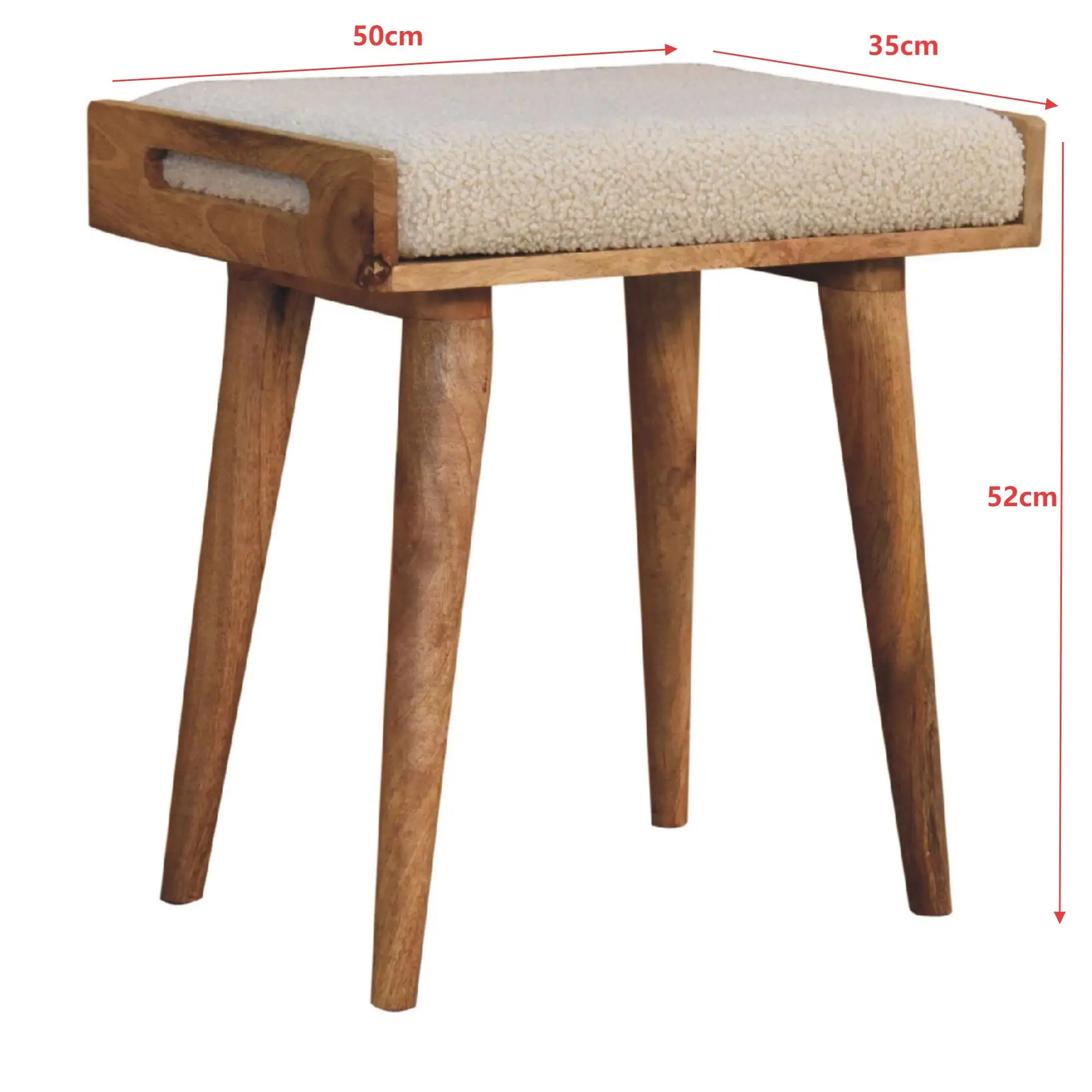Footstool 35 x 50 x 52cm, Brown - Brown - 3