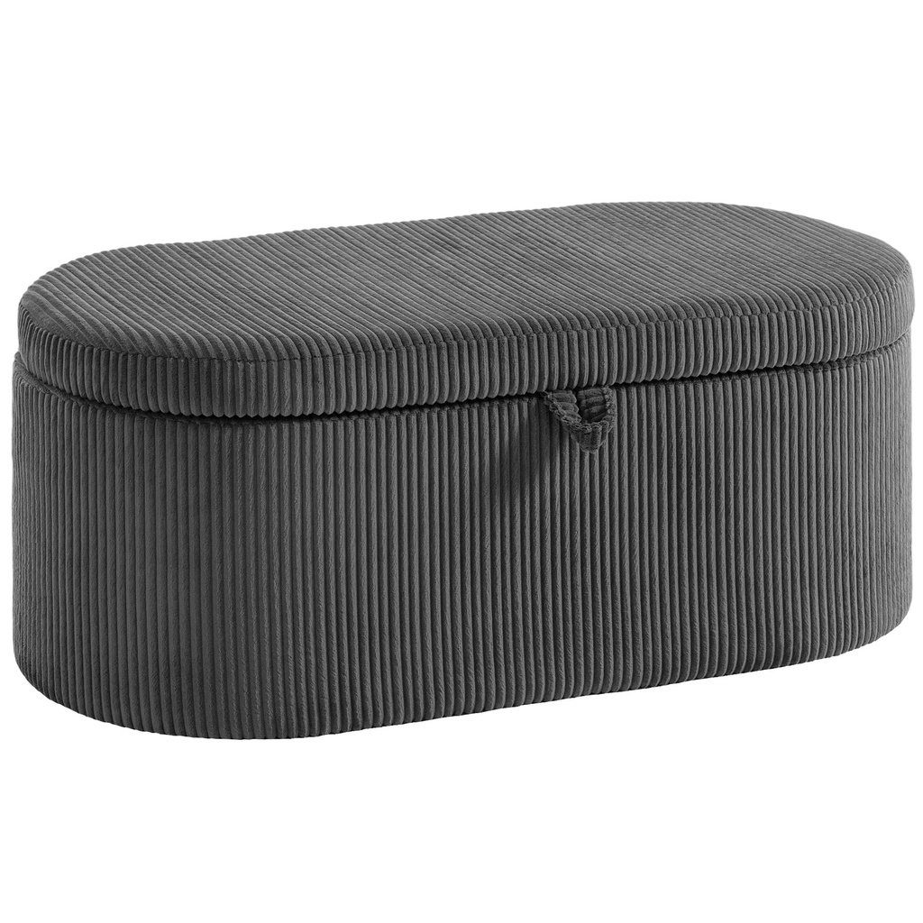 Corduroy Storage Ottoman 105 x 51 x 49cm - Dark Grey - 1