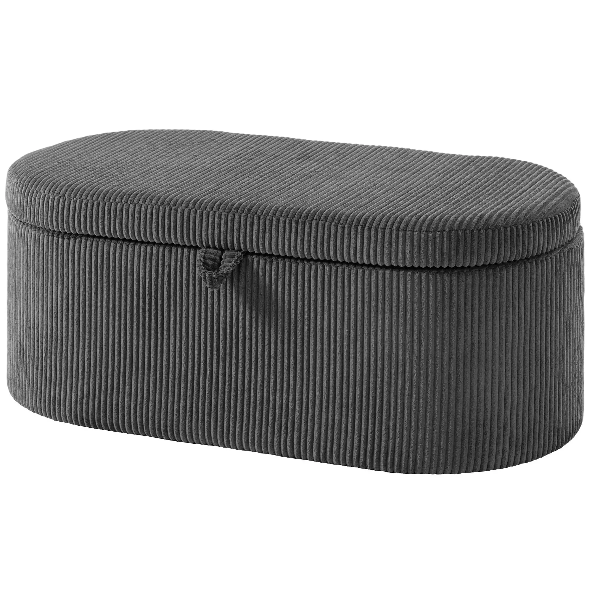 Corduroy Storage Ottoman 105 x 51 x 49cm - Dark Grey - 11