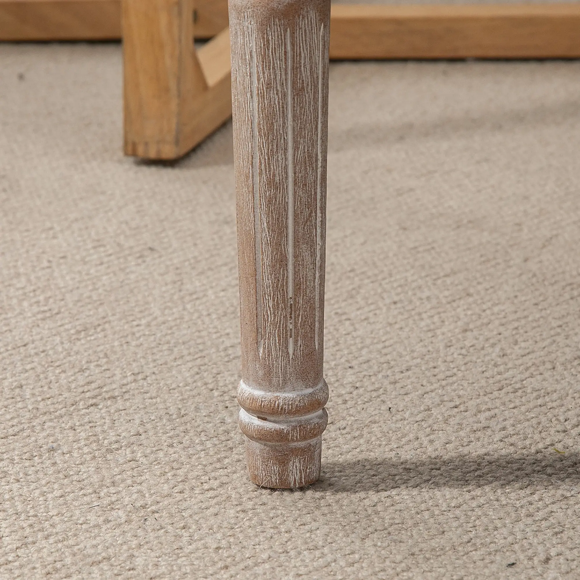 Linen Ottoman Bench 43 x 80 x 40cm, Cream White - Cream White - 8