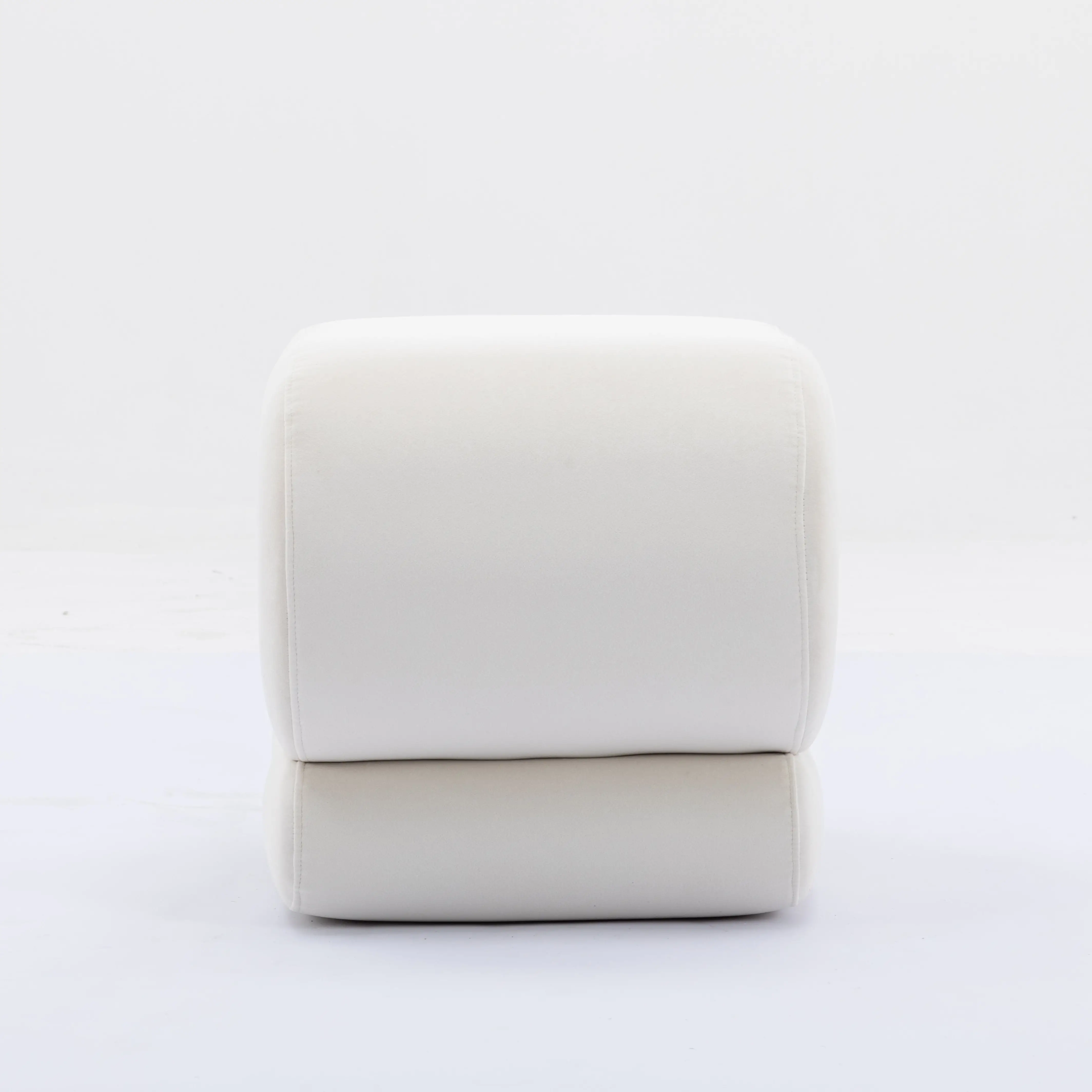 S-Shaped Velvet Footstool 50 x 46 x 46cm, Ivory White - Ivory White - 8