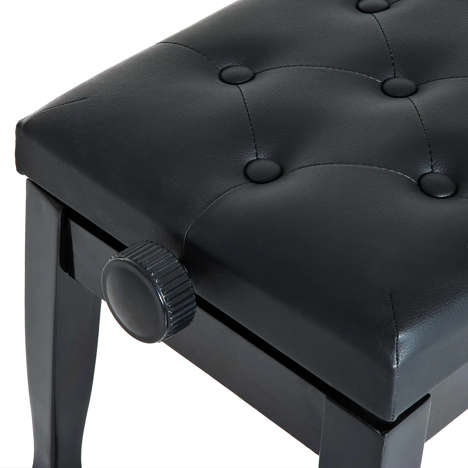 Faux Leather Piano Stool 64 x 35 x 45cm, Black - Black - 7