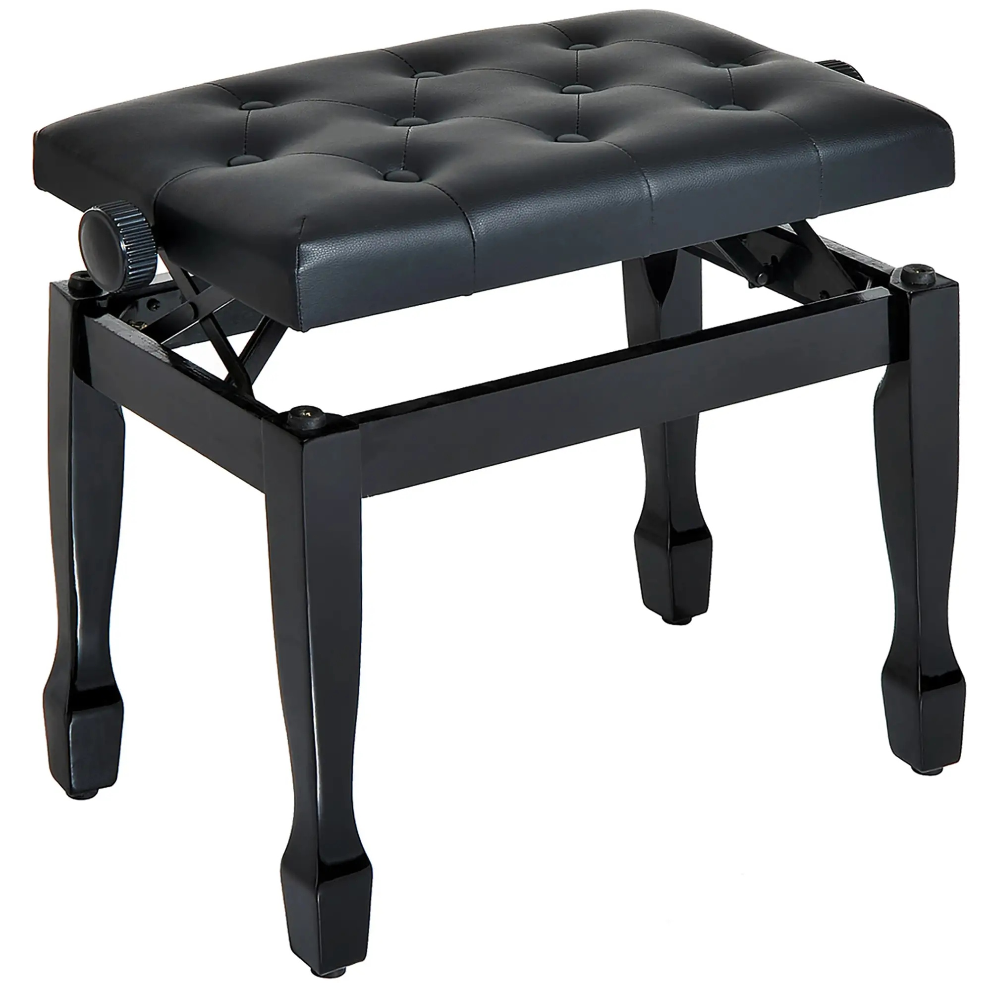Faux Leather Piano Stool 64 x 35 x 45cm, Black - Black - 10